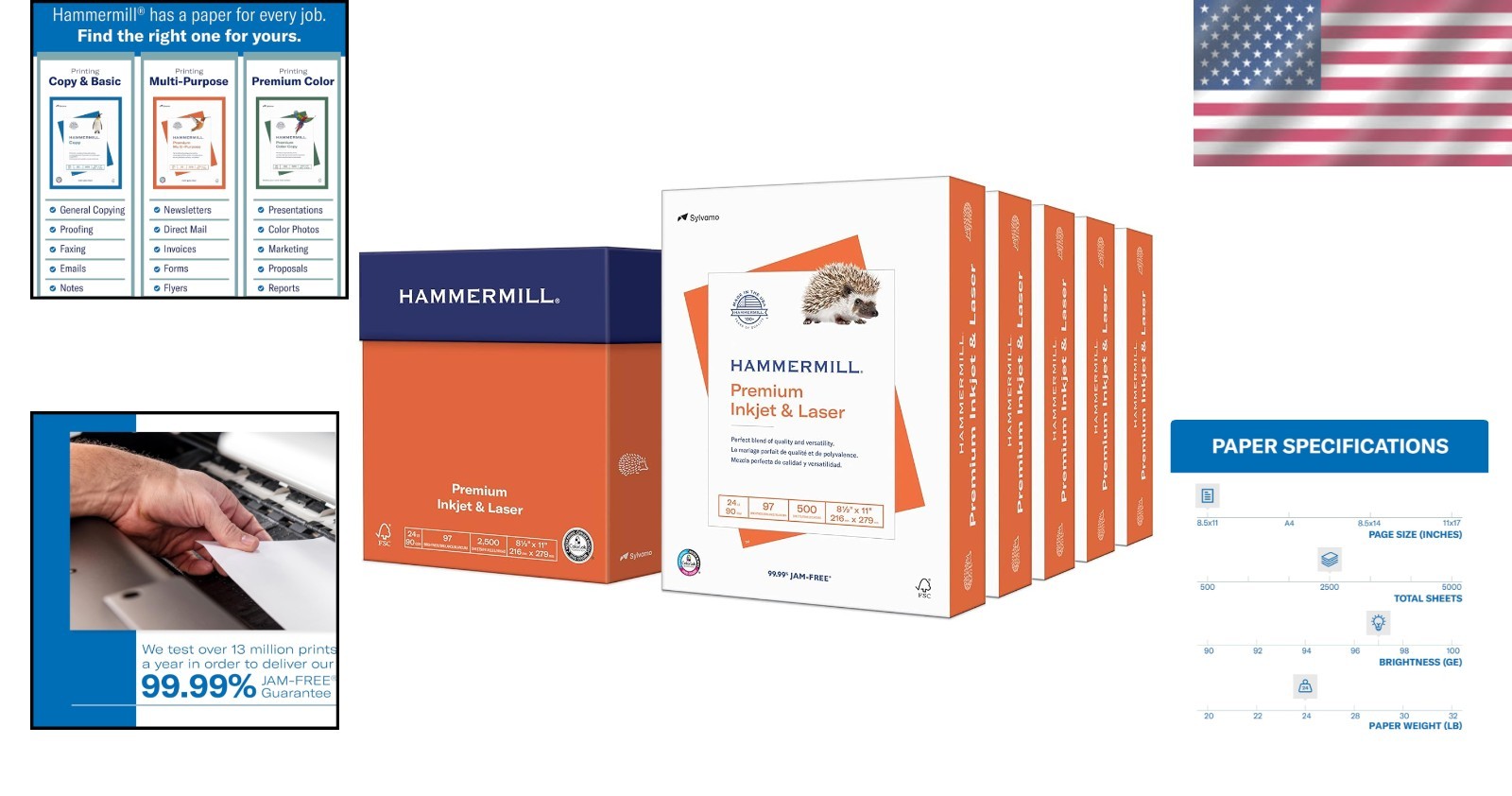 97 Bright Printer Paper – 8.5×11 Inches – 2500 Sheets