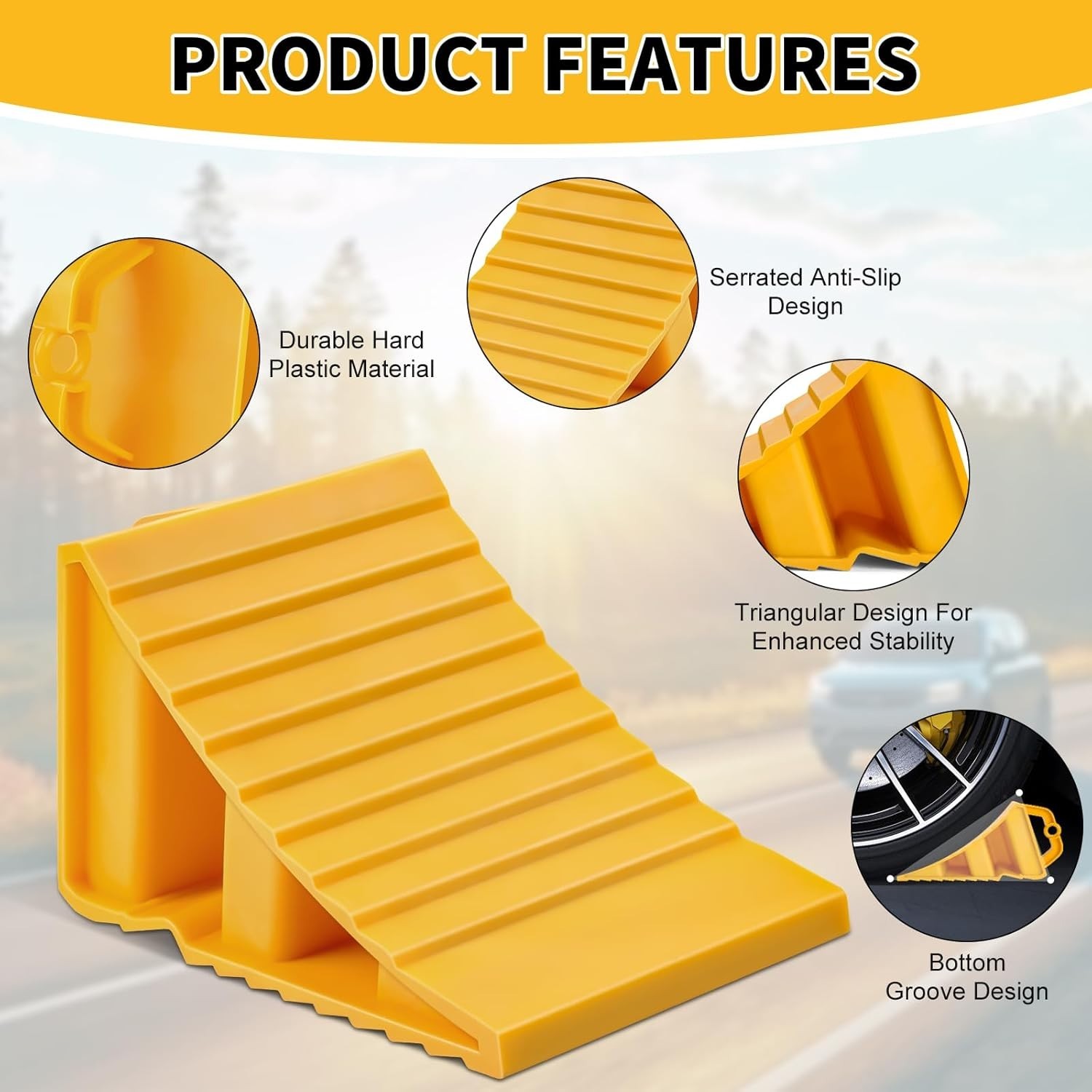 Wheel Chocks for Trailers, 2pcs/4pcs Hard Plastic RV Wheel Chocks with Handles