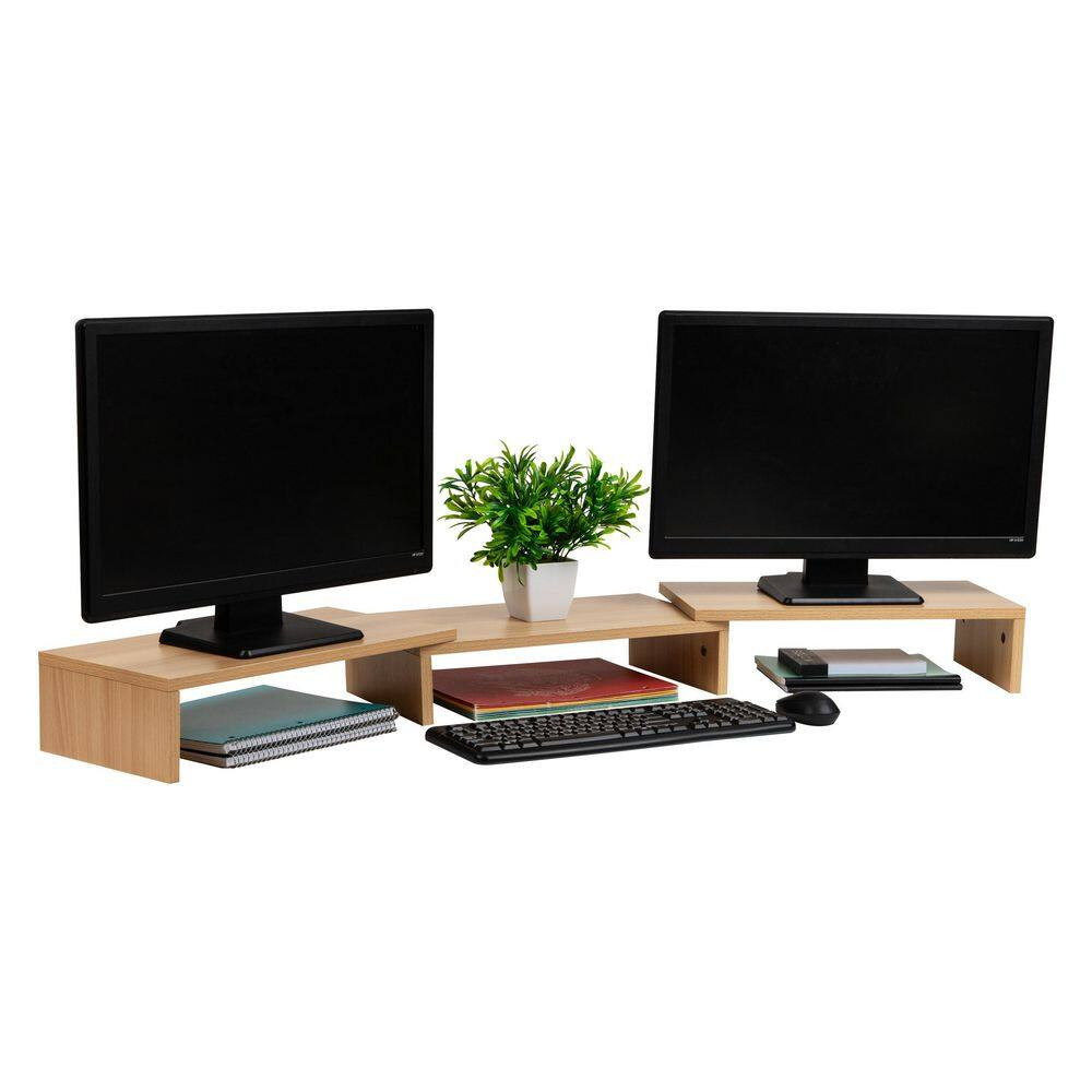 51.25 In. X 9.25 In. Wide Dual Monitor Stand, Desktop Organizer, Laptop Riser, M