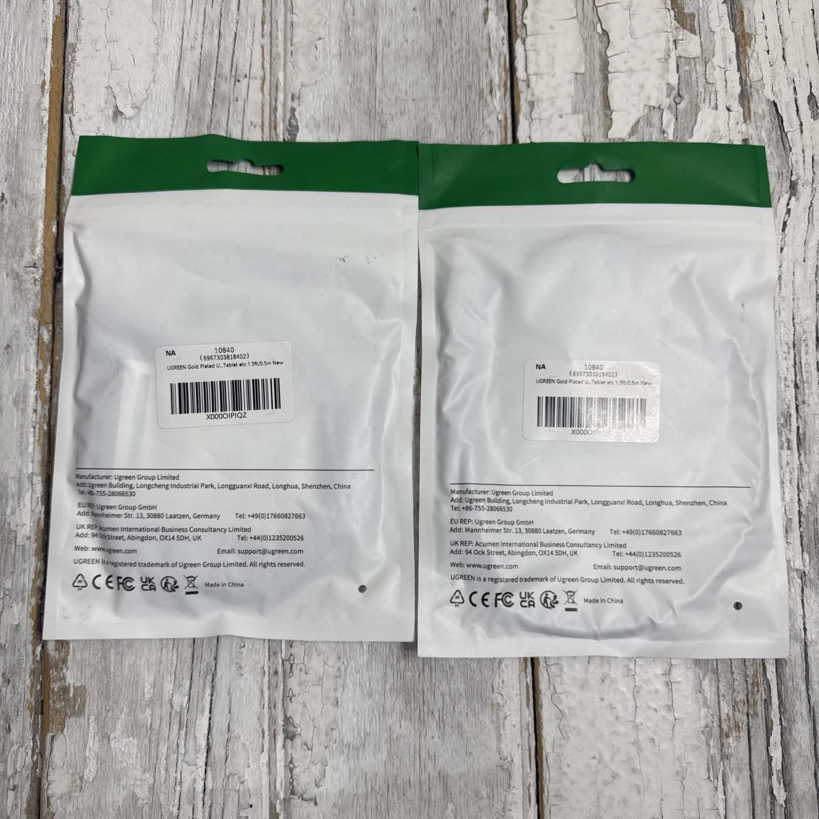 UGREEN USB 3.0 A to Micro B Cable 0.5M 1.5ft Gold Plated Lot of 2 New
