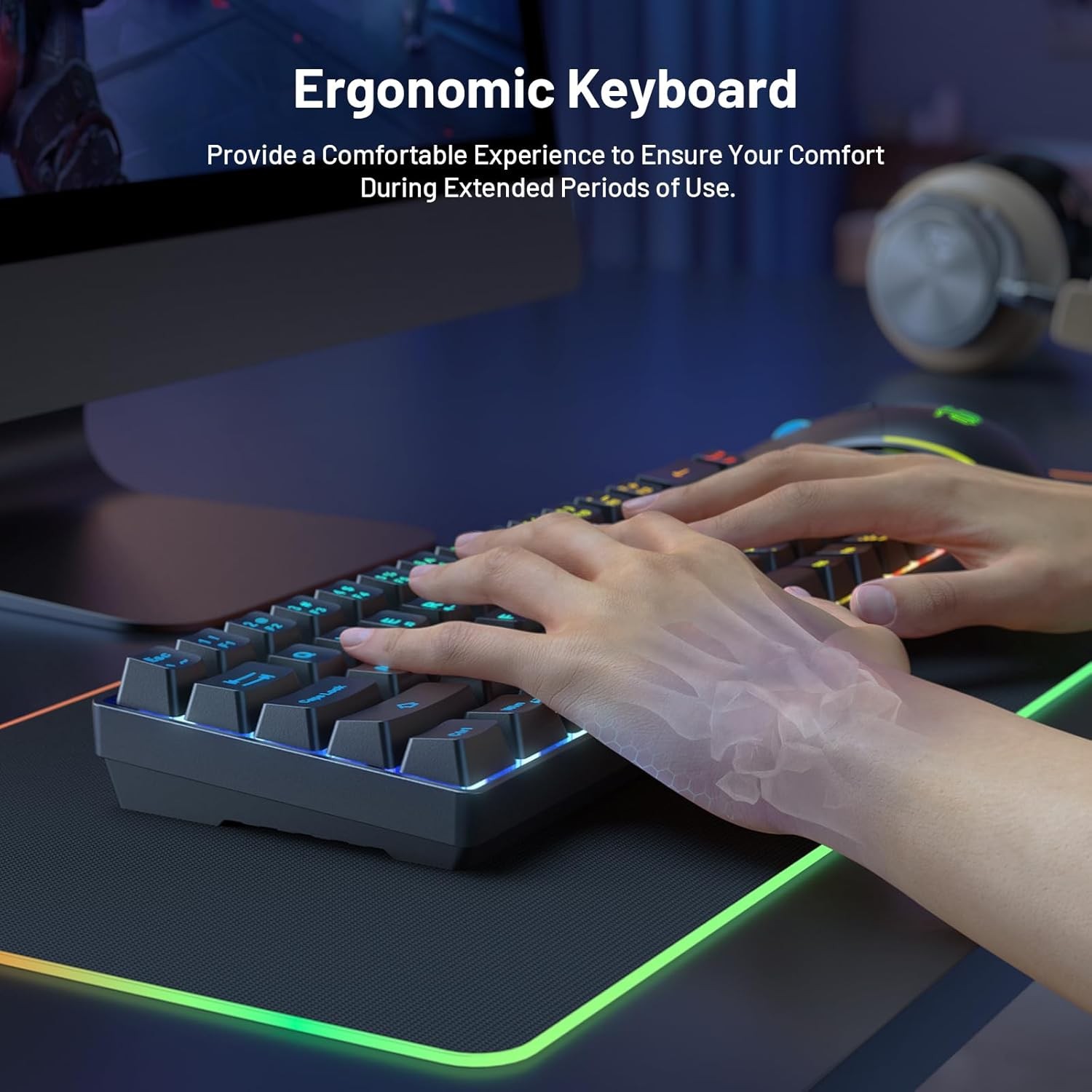 Snpurdiri 60% Wireless Gaming Keyboard & Mouse Combo, 68Key Backlit Rechargeable