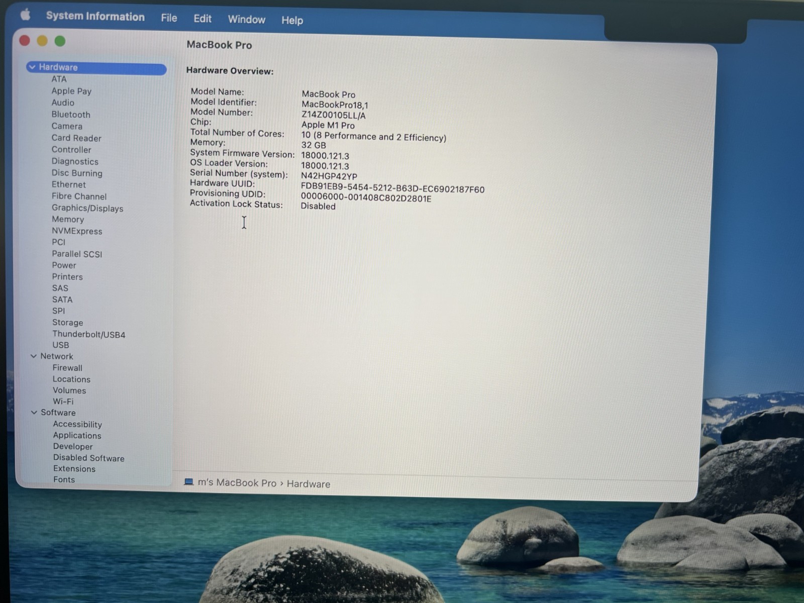 Apple MacBook Pro M1 Pro 10-Core 16.2 Inch 32GB RAM 1TB SSD Silver A2485