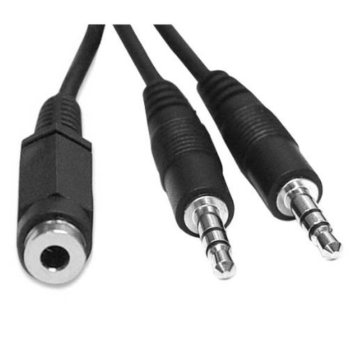 2X 6Inch 3.5mm Female to 2x 3.5mm Male Audio AUX Y Splitter Cable Adapter Stereo