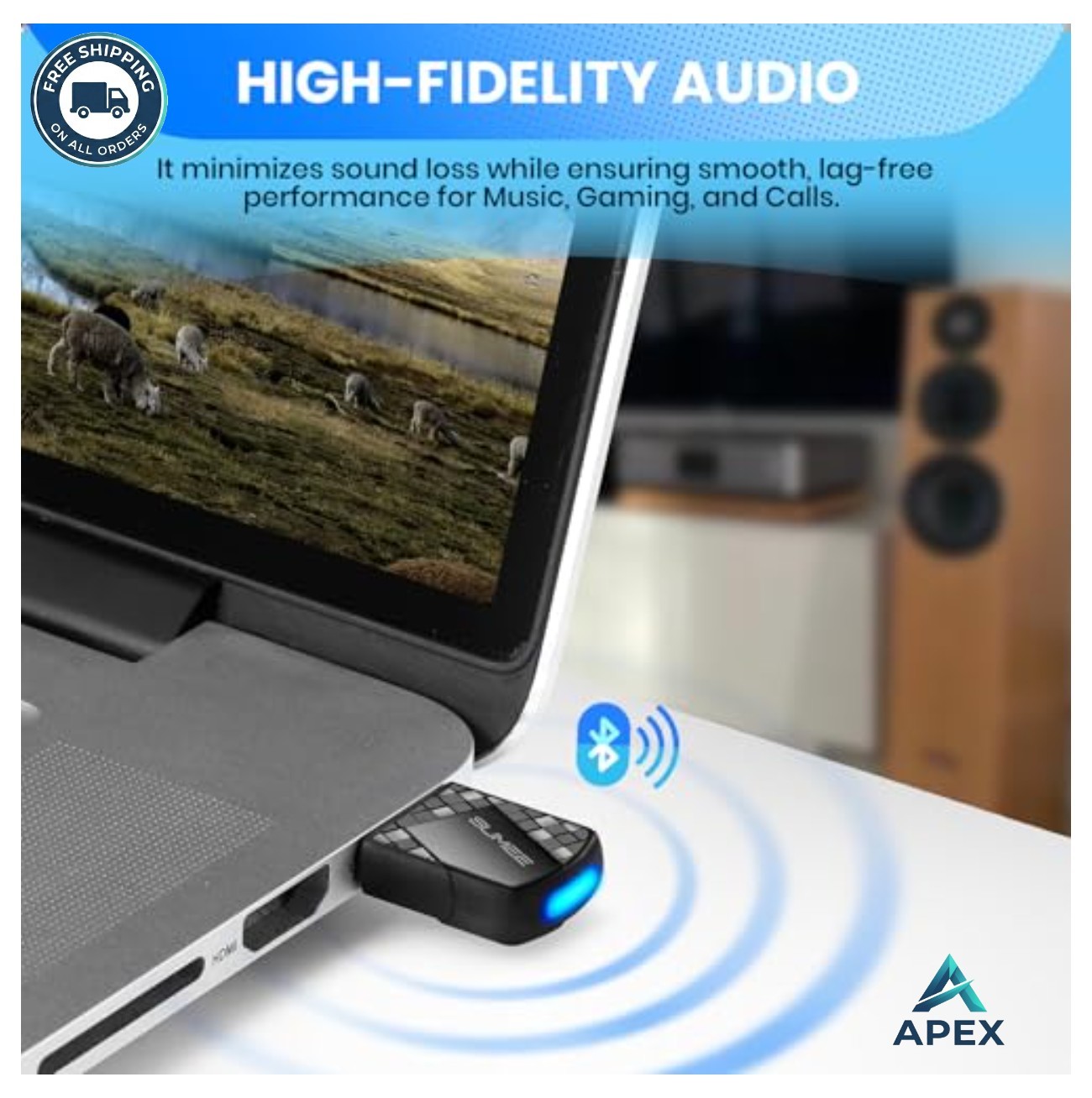 Bluetooth 5.4 USB Adapter for PC Wireless Dongle Plug and Play Keyboard Mouse