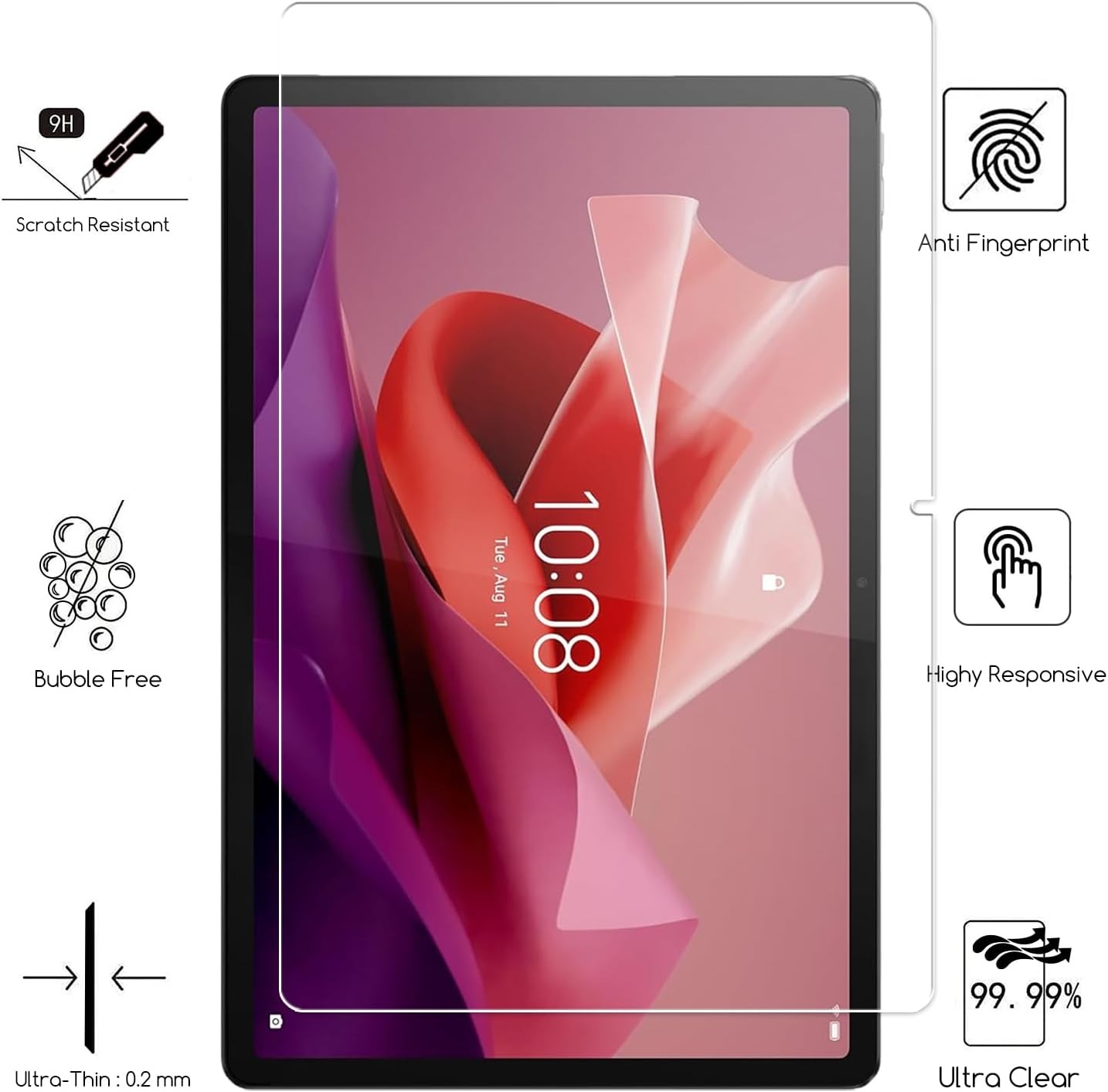 12.7″ Lenovo Tab Glass Screen Protector, 2 Pack, 9H Ultra Clear Anti-Scratch