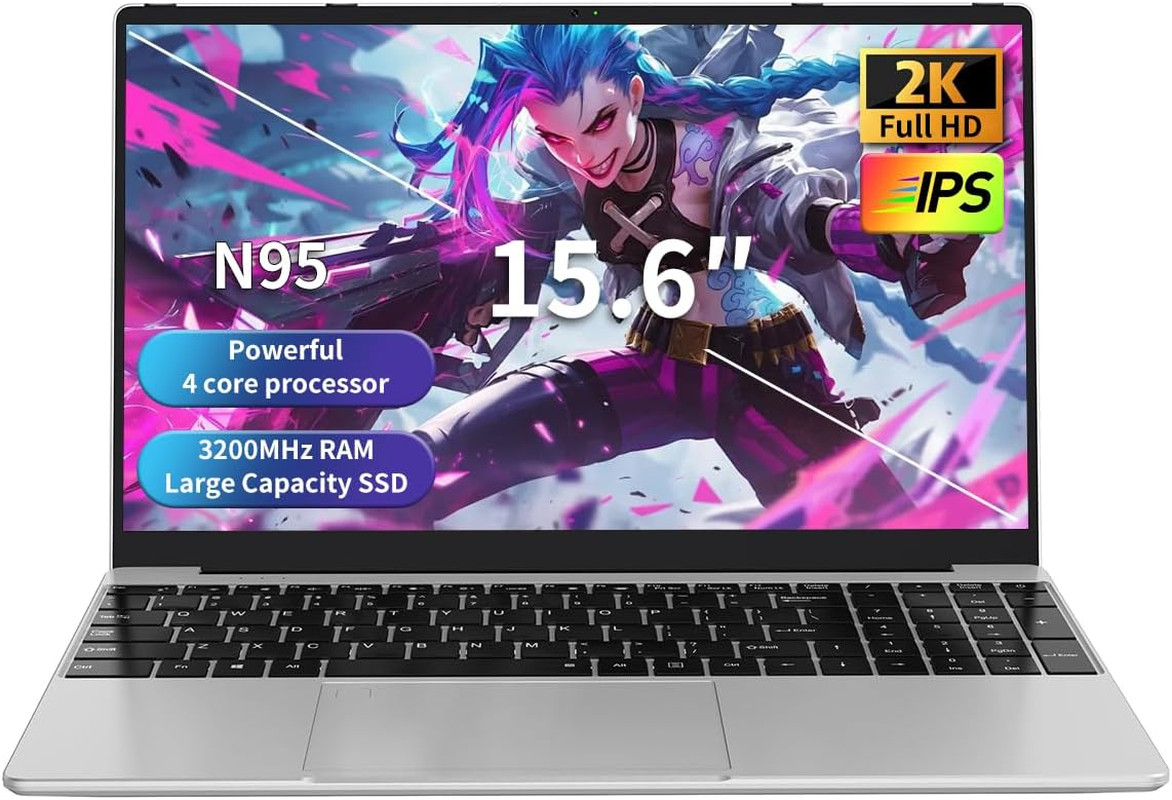 Gaming Laptop, N95 up to 3.4Ghz, 16GB RAM, 512GB SSD, 15.6″ 2K Display, Fingerpr