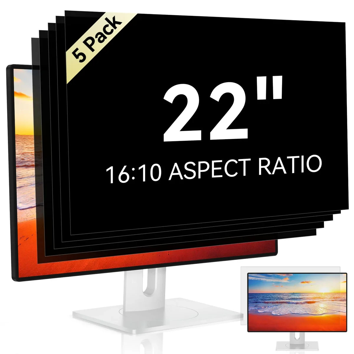 Mamol 22 Inch Privacy Screen Filter 5 Pack Anti Glare Blue Light Monitor Shield