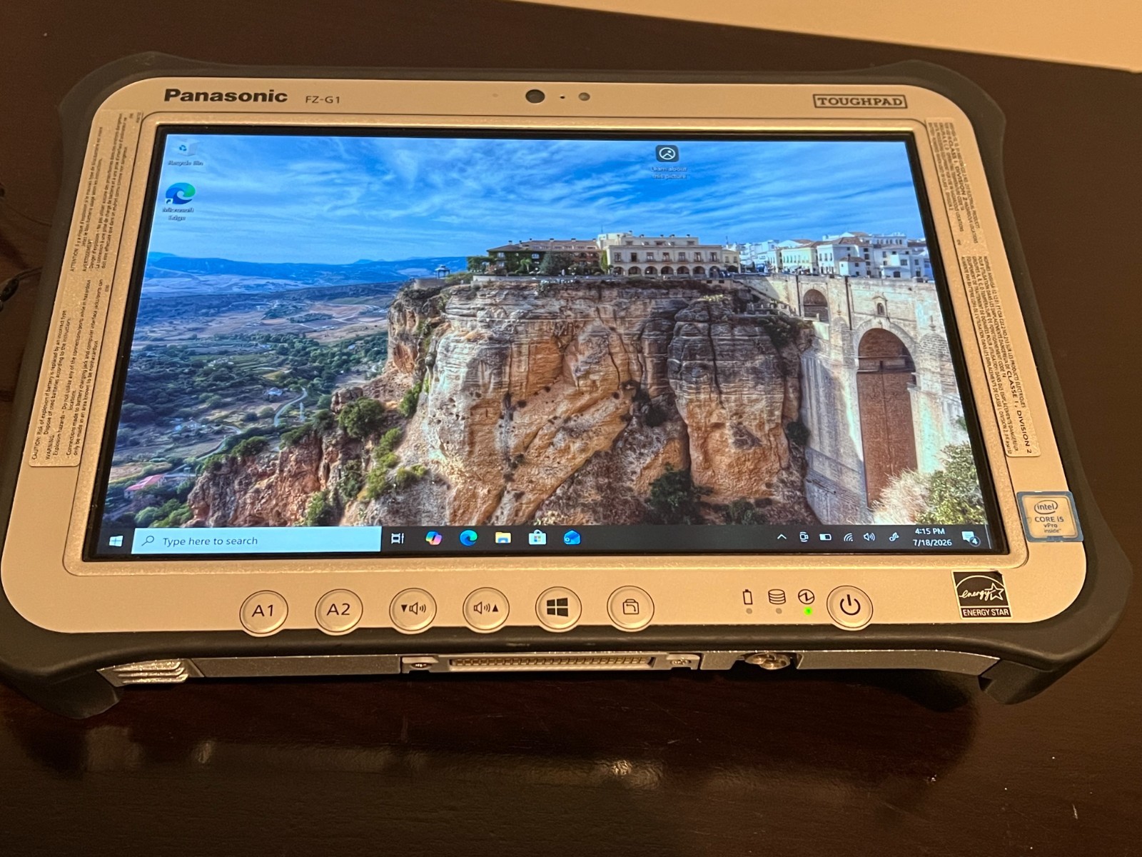 PANASONIC TOUGHPAD FZ-G1 i5 2.4GHz 8GB256G SSD MK4 Smartcard Reader WIN10 NEW