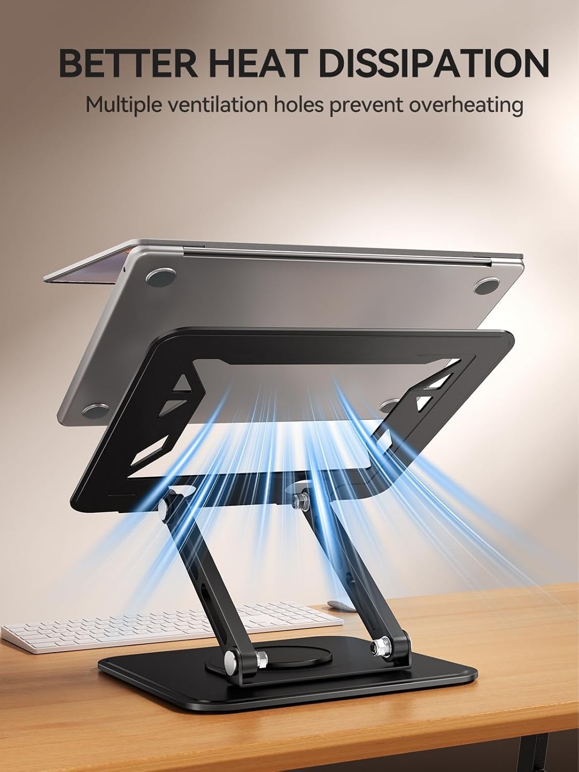 Laptop Stand for Desk, Adjustable Computer Stand Holder with 360° Rotating Ba…