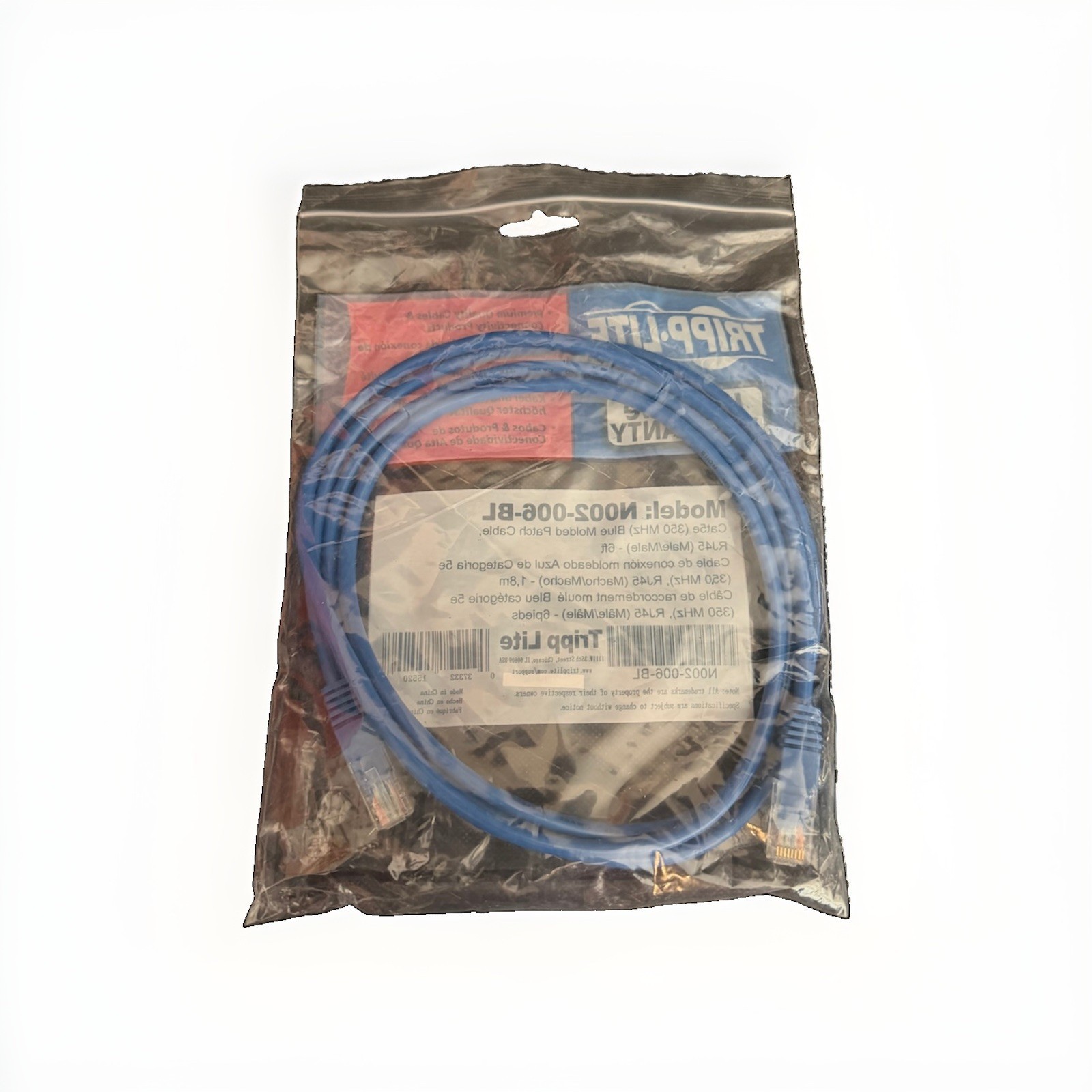 Tripp Lite Cat5e RJ45 Male-to-Male Round Ethernet Patch Cable 6 ft Blue