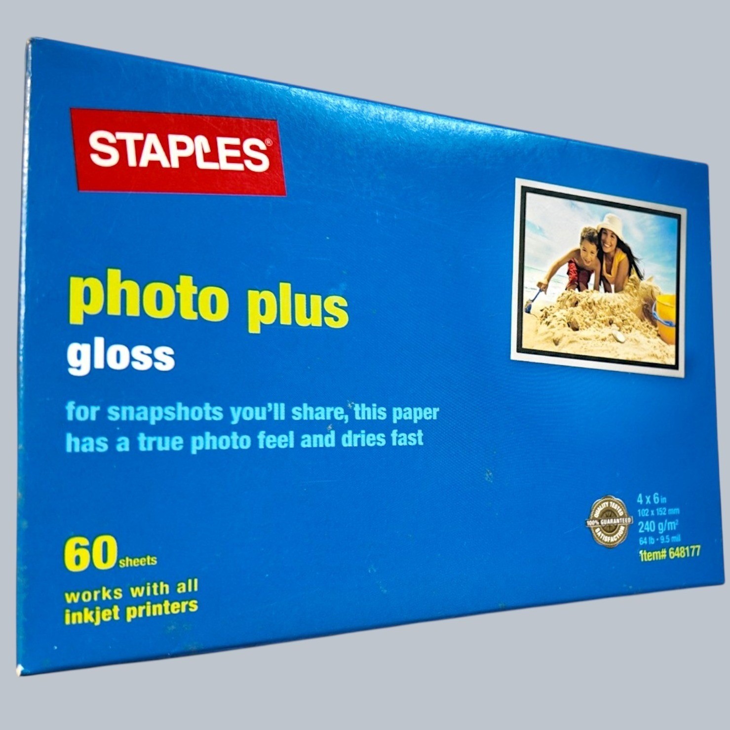 Staples Photo Plus Gloss Inkjet Paper 4×6 60 Sheets 64lb White Vintage 2004