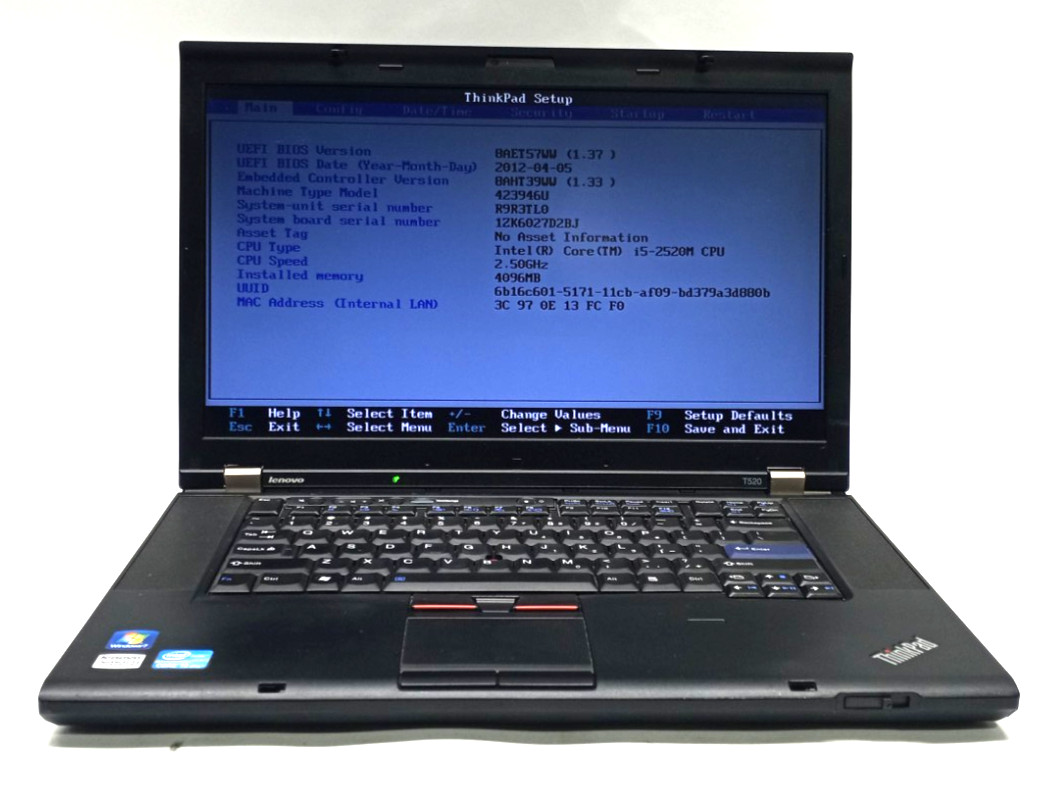 Lenovo ThinkPad T520 15.6″HD i5-2520M VPRO@2.50GHz 4GB RAM NO HDD/NO OS TH051!