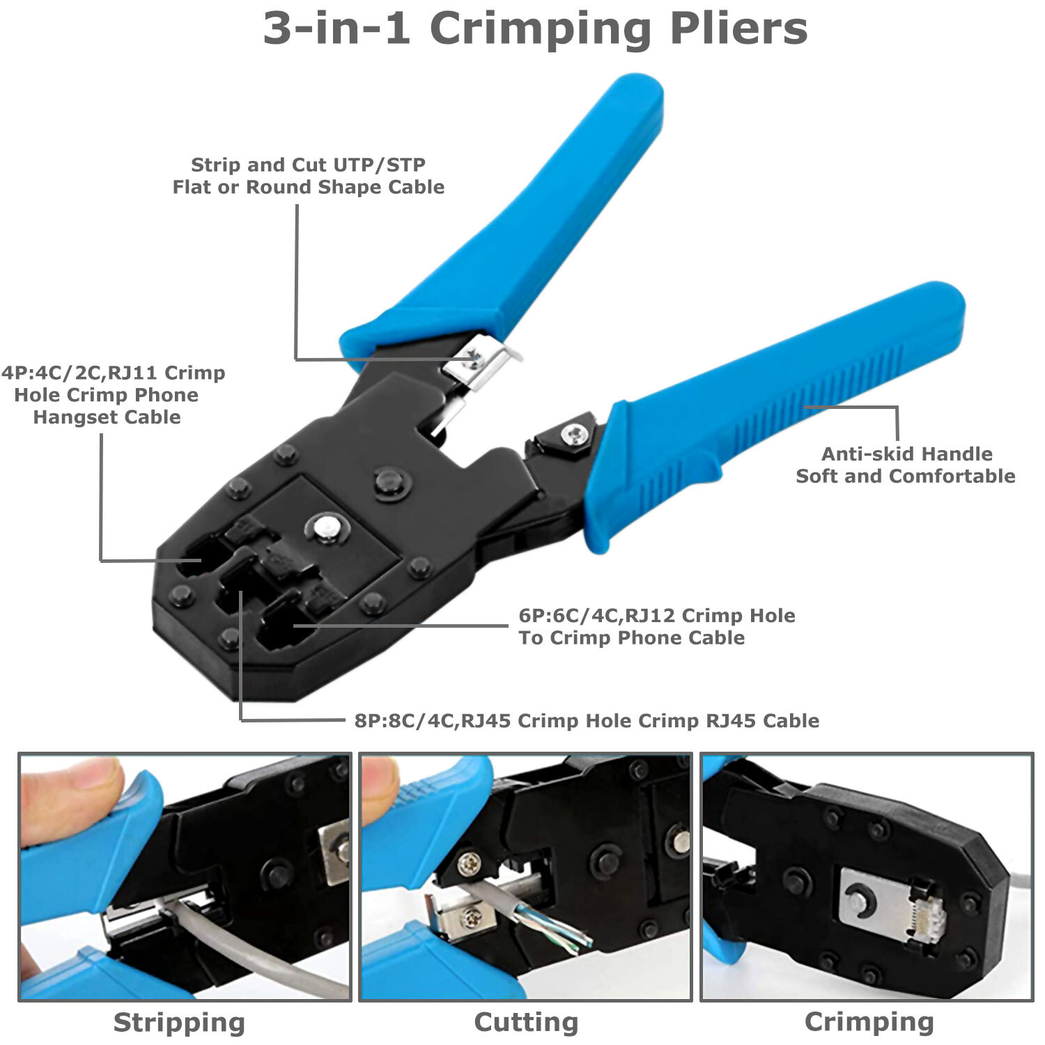 Rj45 Crimping Tool Kit Set For CAT5/CAT6 Lan Cable Tester Network Repair Tools