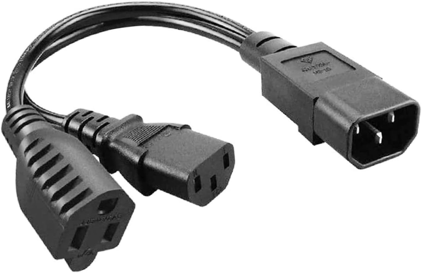 C14 to C13 NEMA 5-15R Y Splitter Power Cord IEC 320 C14 C13 Splitter Power Cable