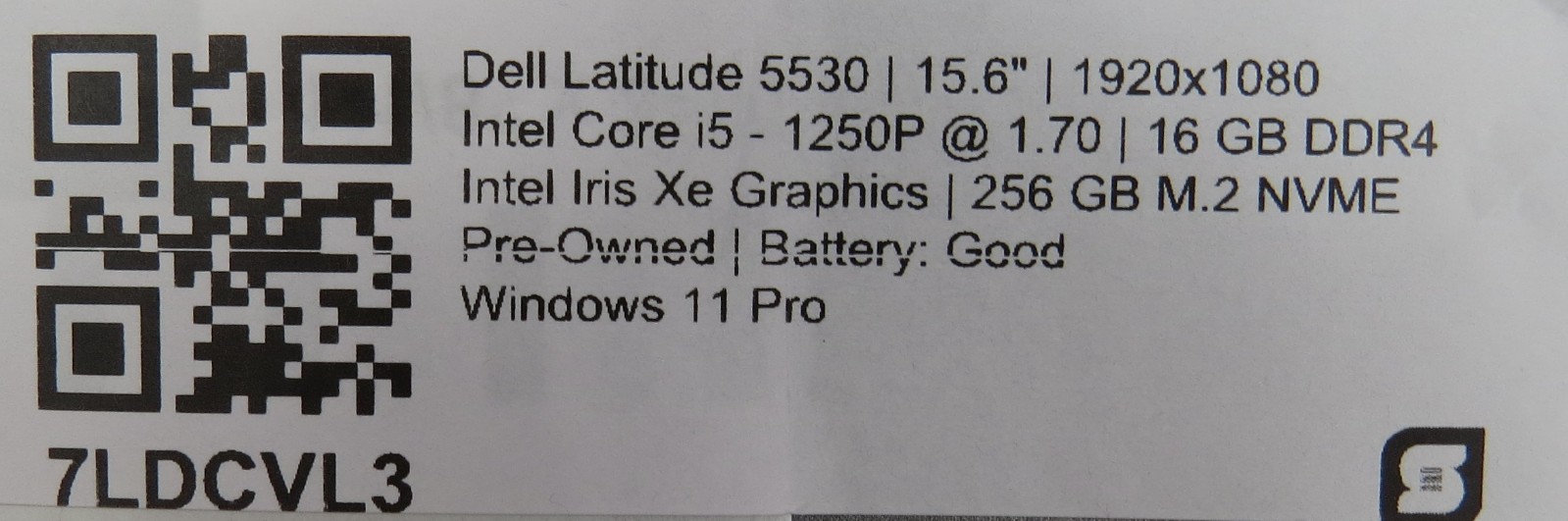 Dell Latitude 5530 i5-1250P @ 1.70GHz 16GB DDR4 256GB NVME Win11 Pro