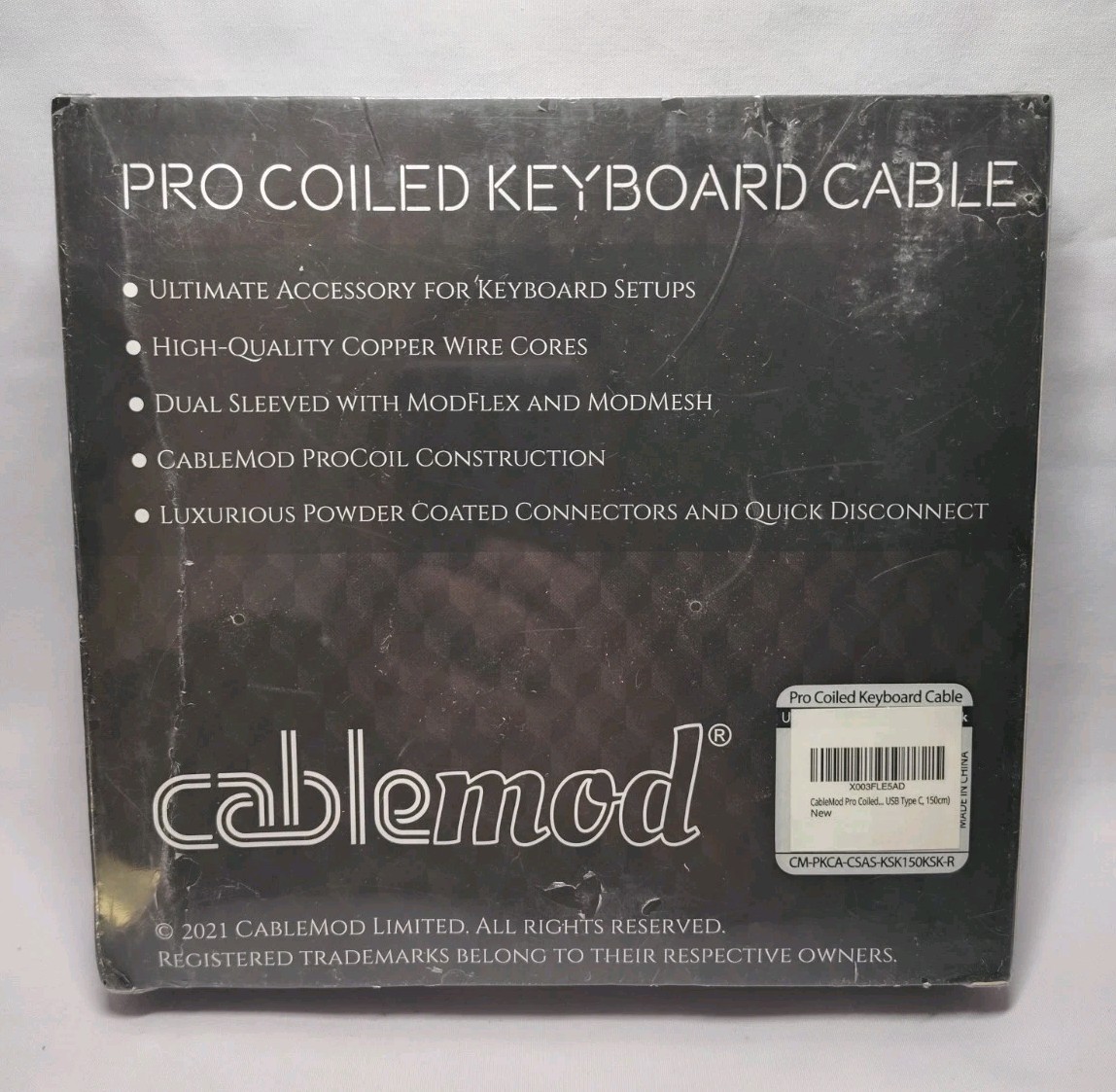 CableMod Pro Coiled Keyboard 150cm Cable Sterling Foil Black USB A to USB Type C