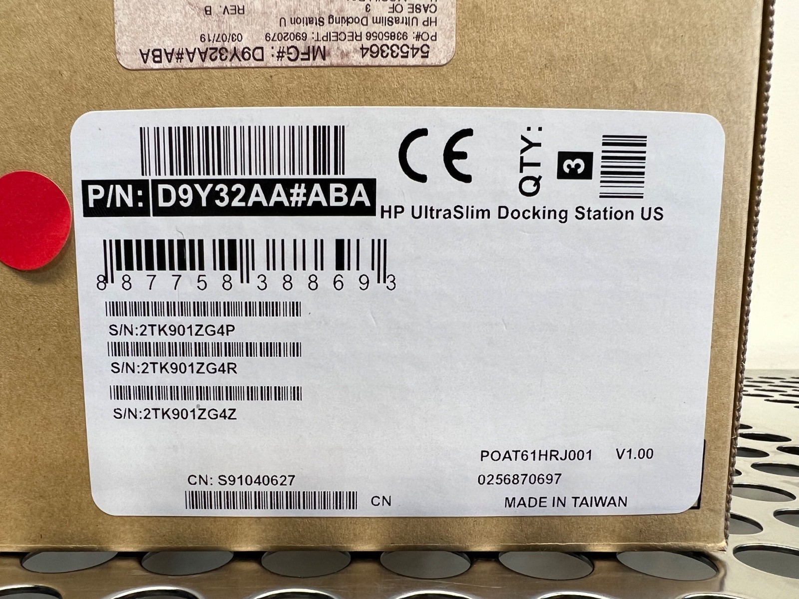 New! LOT of 3 Genuine HP UltraSlim Docking Station Factory Sealed 3-Pack D9Y32AA
