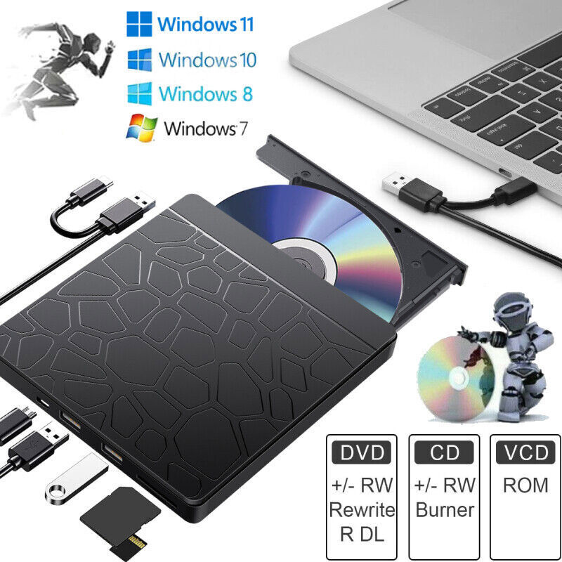 PC DVD Player for Laptop Universal External Dvd Drive Support Windows Mac HP