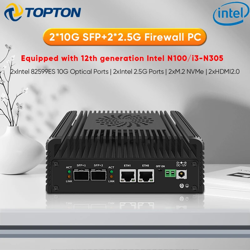 Firewall Mini 2x10G SFP+ 2xi226-V 2.5G Intel 3 N355 N150 Soft Routing NAS Server