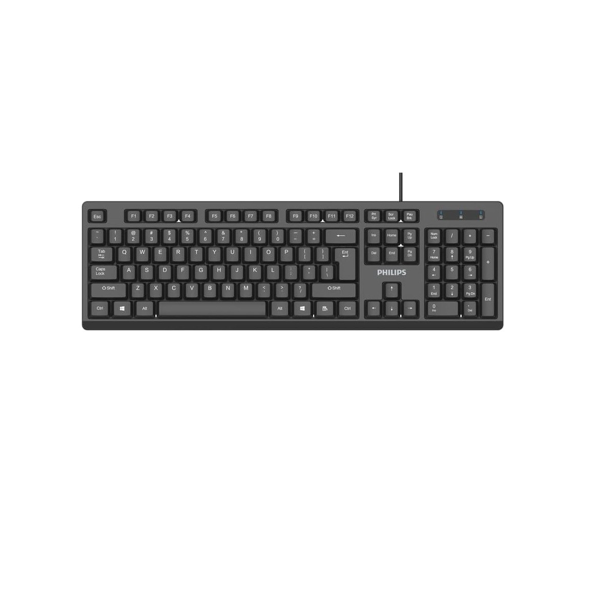 Philips USB Keyboard for Home or Office – 104/105 Quiet-Click Keys, Ergonomic, L
