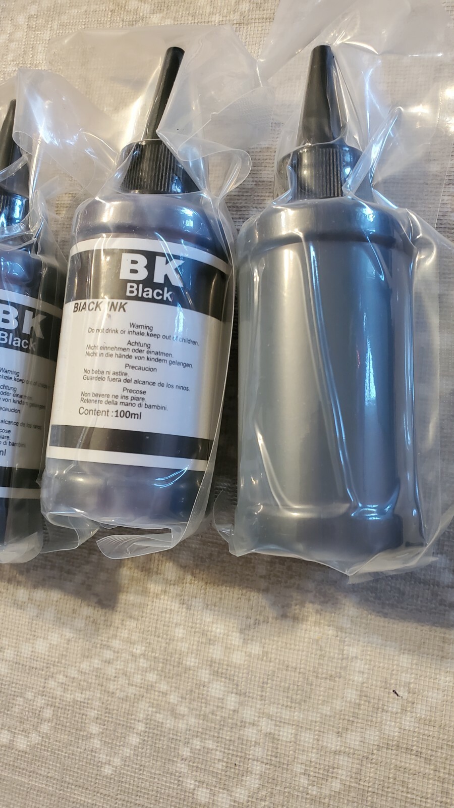 Printer Ink Dye, Ink Black,InkJet Printers, 100ml/ Bottle, 4 Pcs , New