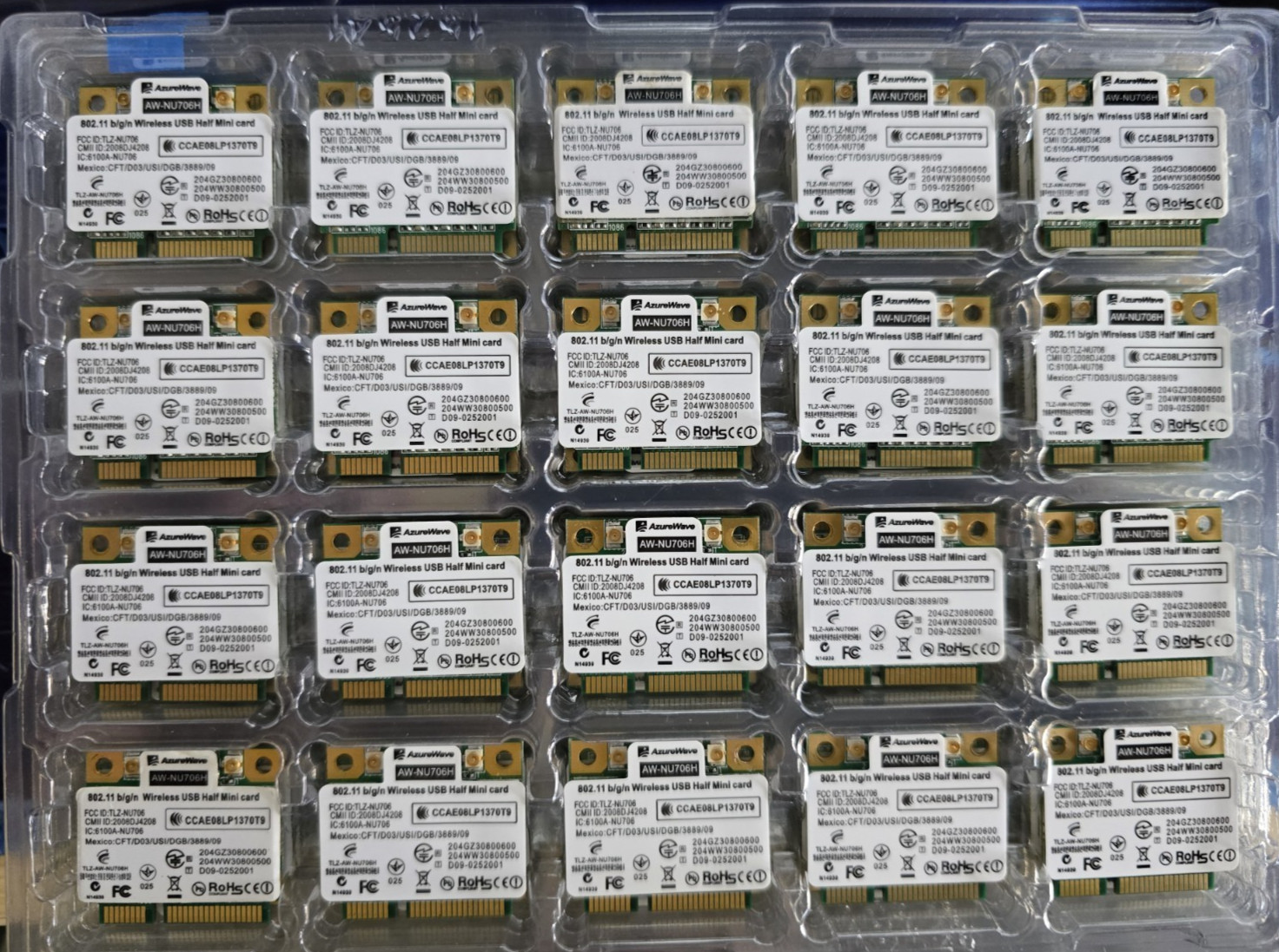 Lot of 20: AzureWave AW-NU706H RT3070L Wifi WLAN Half Min PCI-e Card 802.11b g n