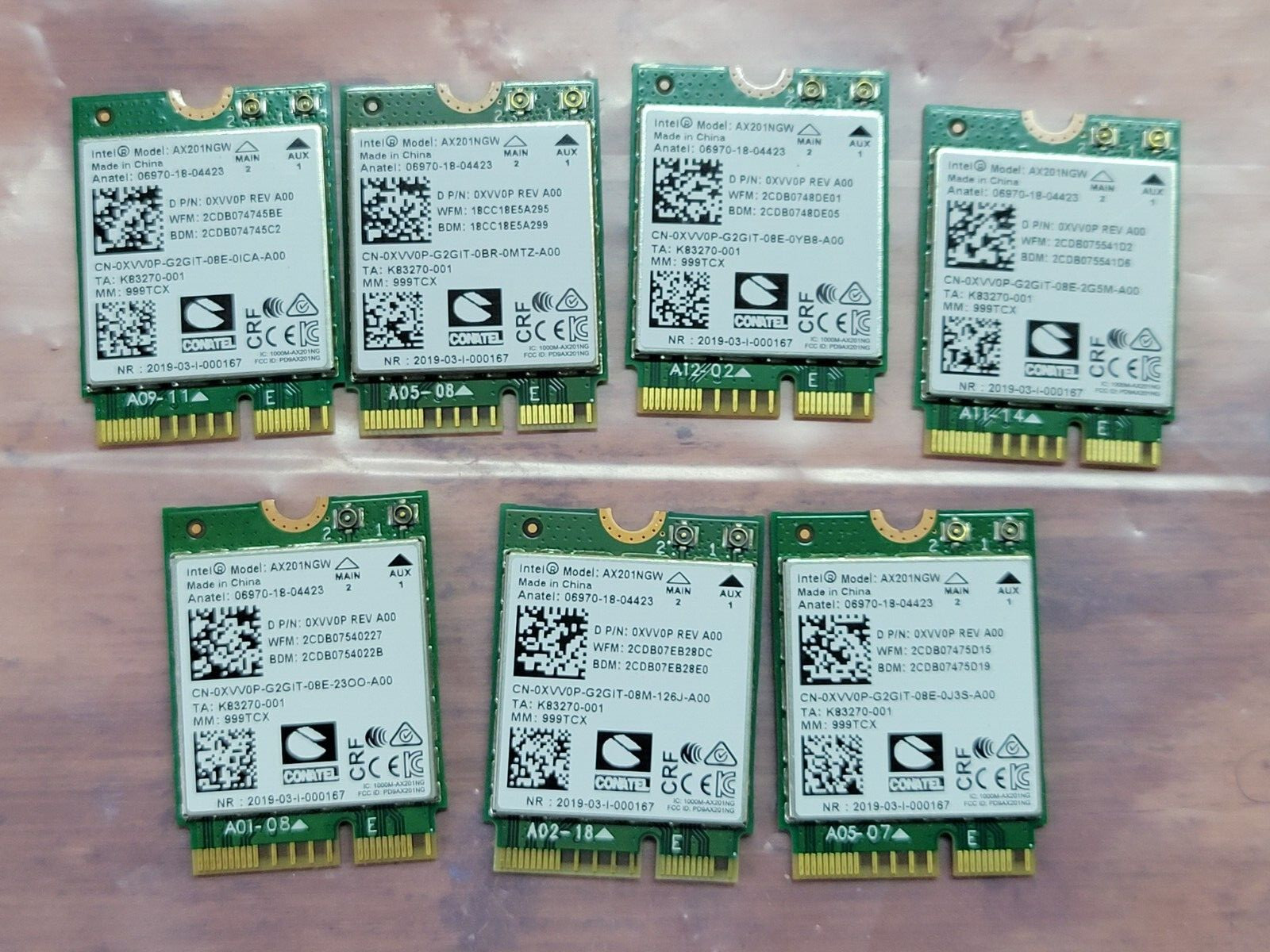 Lot of 7 Intel Wireless AX201NGW Dell Wifi Bluetooth 5.2 Adapter Card XVV0P