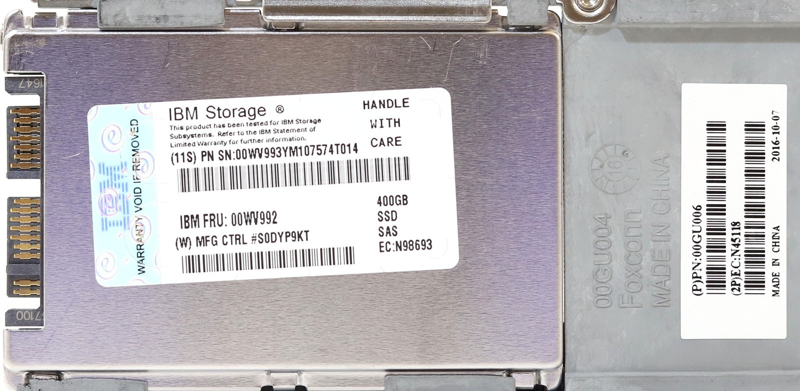 IBM ST400FM0263 400GB 6Gb/s 1.8″ SAS SSD Flash Drive W/Caddy Tray P/N: 00WV992