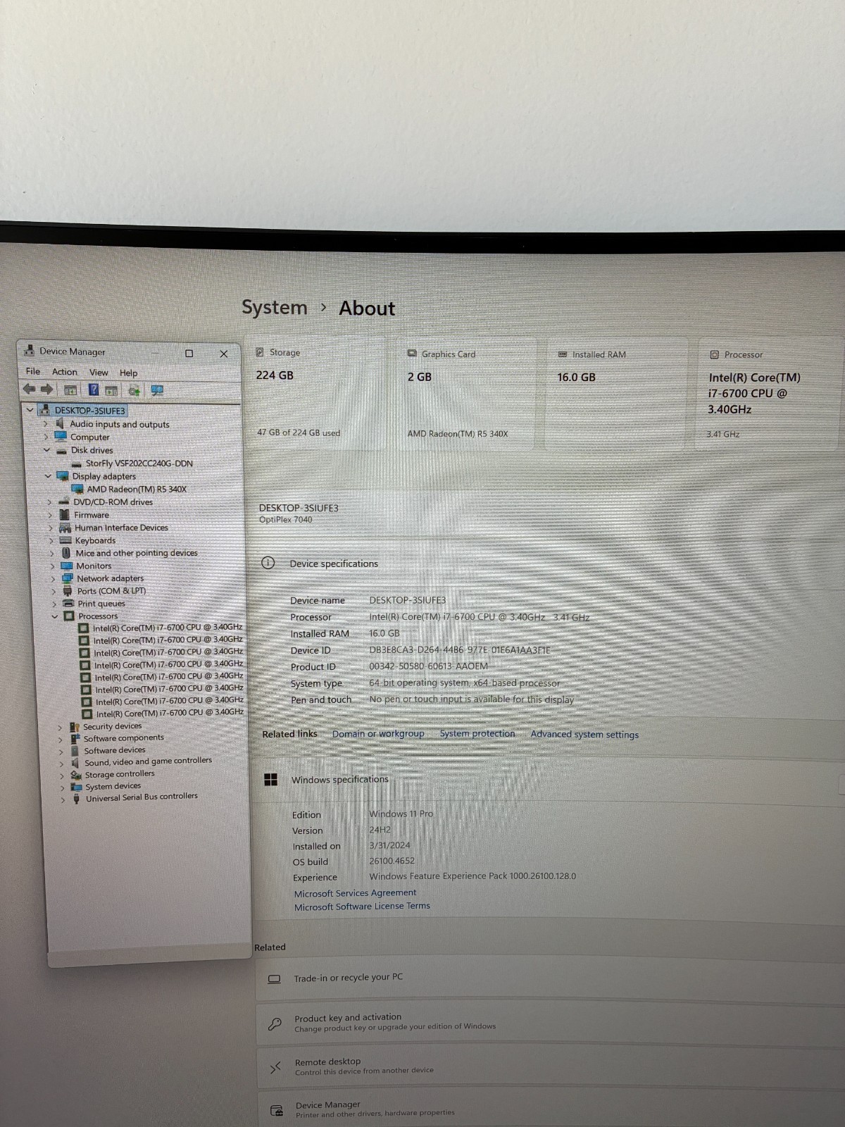 Dell OptiPlex 7040: i7-6700 / RAM 16Gb / 2Gb AMD R5 340X / SSD 240Gb / Win 11