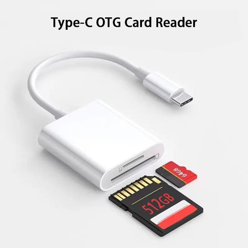 2 in 1 USB C SD TF Card Reader OTG Memory Adapter for Laptop Tablet Phone, 1pc