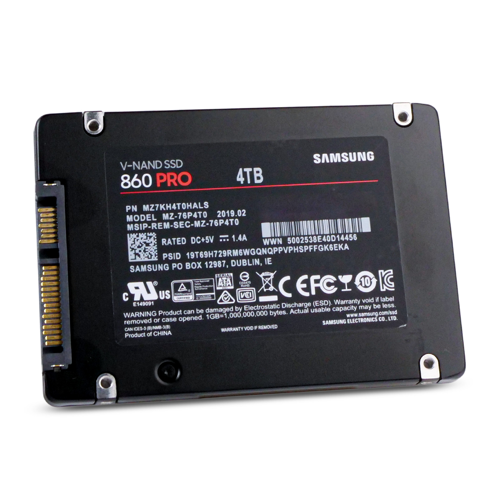 Samsung 860 PRO 4TB MZ7KH4T0HALS SATA 6Gb/s V-NAND MLC 0.6 DWPD 2.5″ SSD