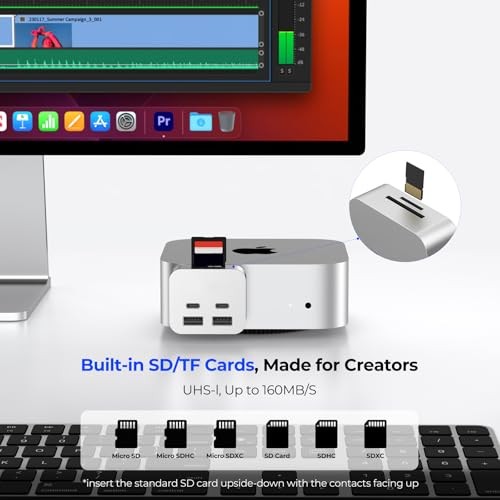 Mac Mini M4 Dock 6-in-1 USB Hub SD TF Reader