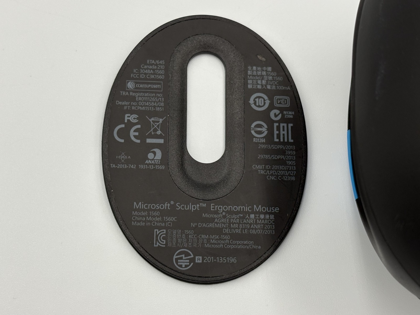 Microsoft Sculpt Ergonomic Mouse Model 1560 Black w/ USB Dongle – TESTED