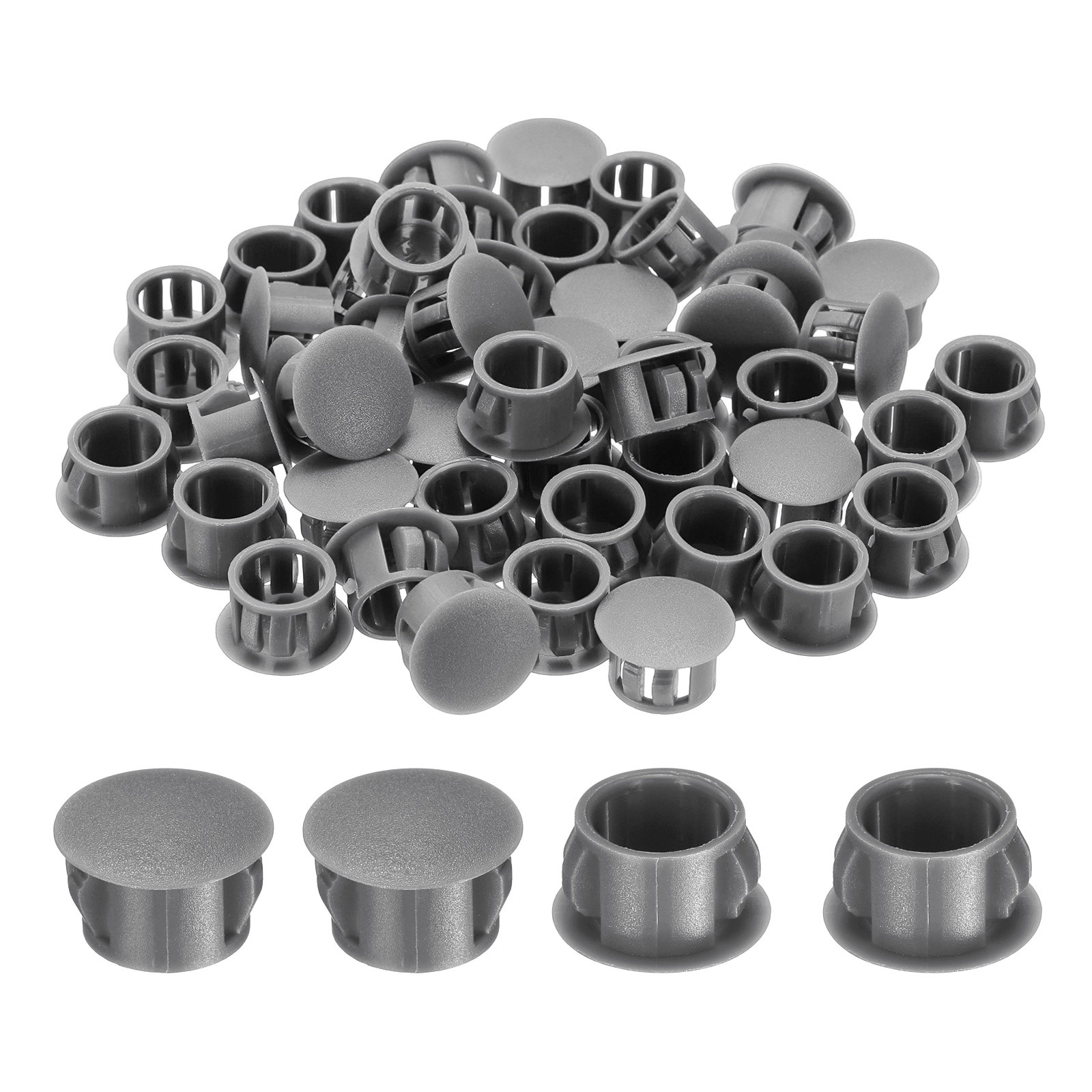 50-PackGray Hole Plugs, 13mm / 0.51 Inch Plastic Hole Cover Panel Plugs