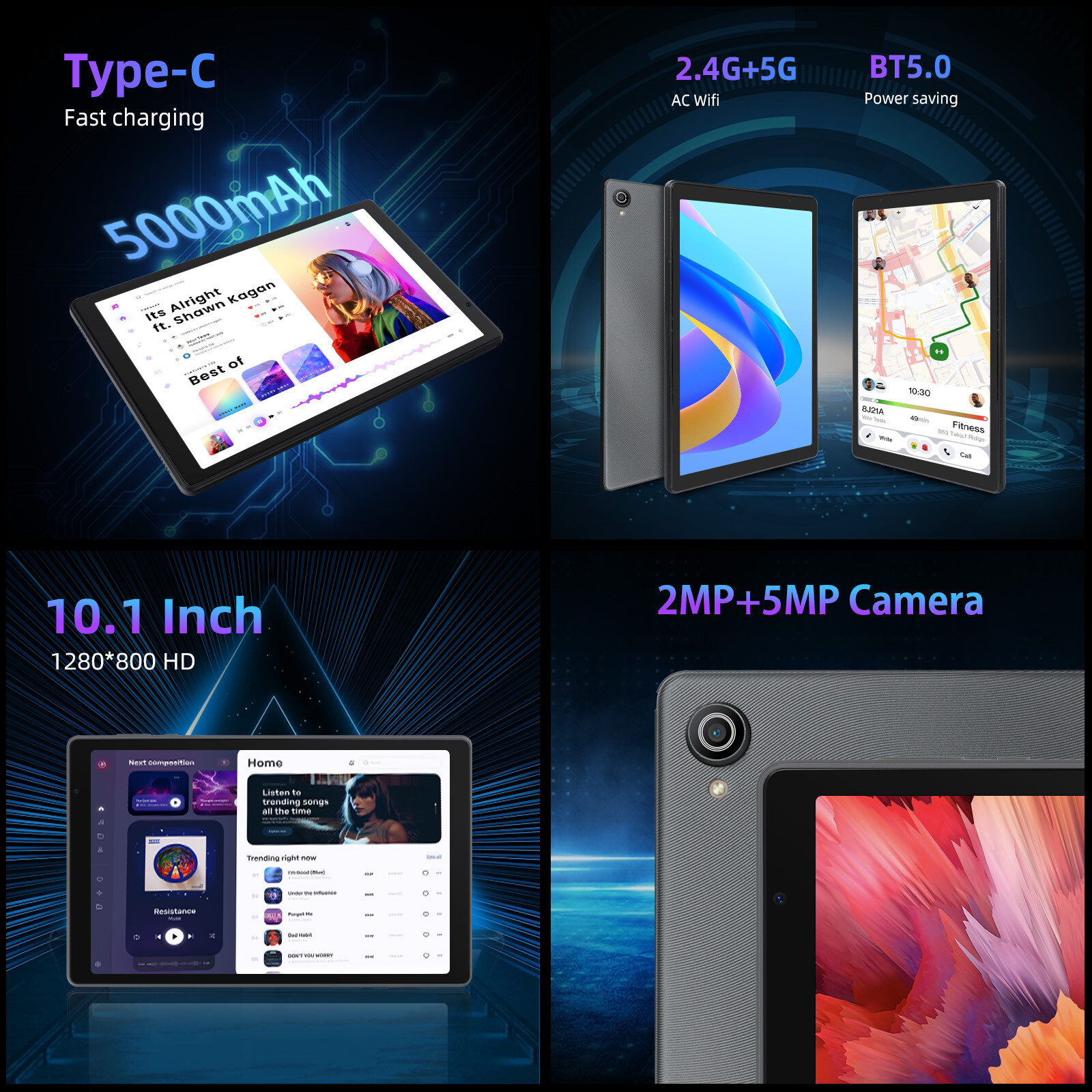 2025 Tablet Octa-Core Android 13 Tablet 6+64GB Dual Camera Bluetooth WIFI