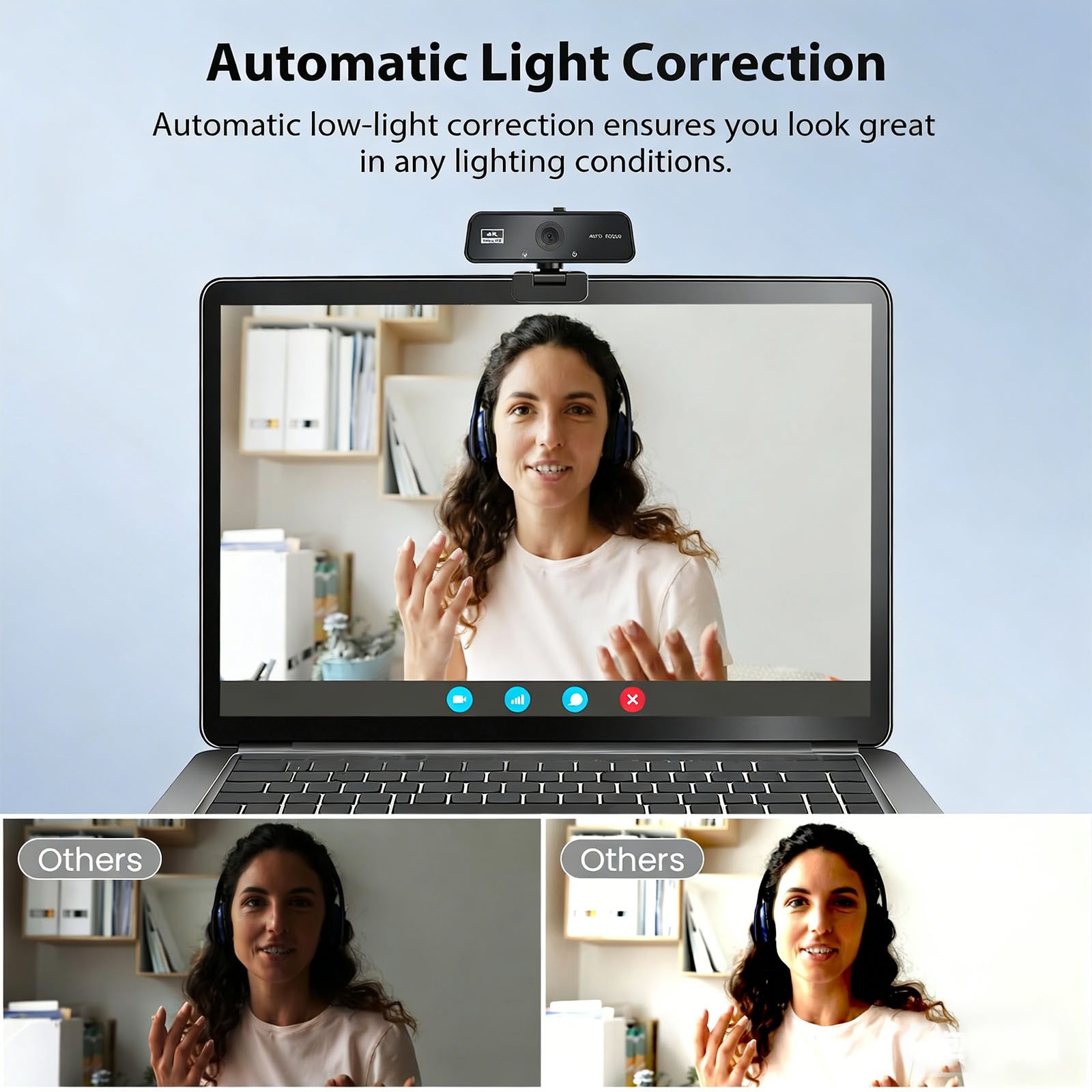 4K Webcam for PC USB Webcam W/ Microphone Autofocus Web Camera for Plug&Play