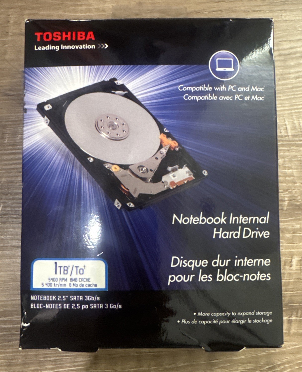 Toshiba 1TB Internal Hard Drive 2.5″ SATA 3Gb/s 5400 RPM 8MB Cache Laptop HDD