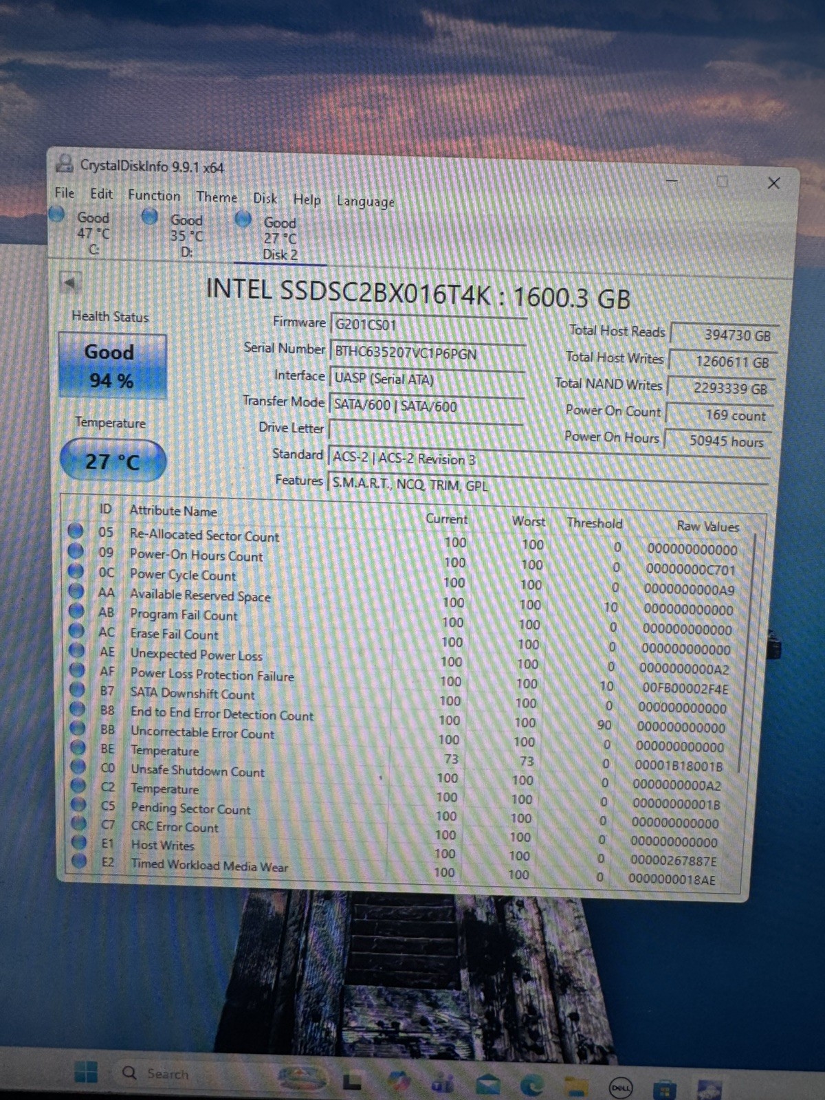 Intel DC S3610 1.6TB Enterprise SATA SSD SSDSC2BX016T4K 2.5″ 6Gb/s MLC 3 DWPD