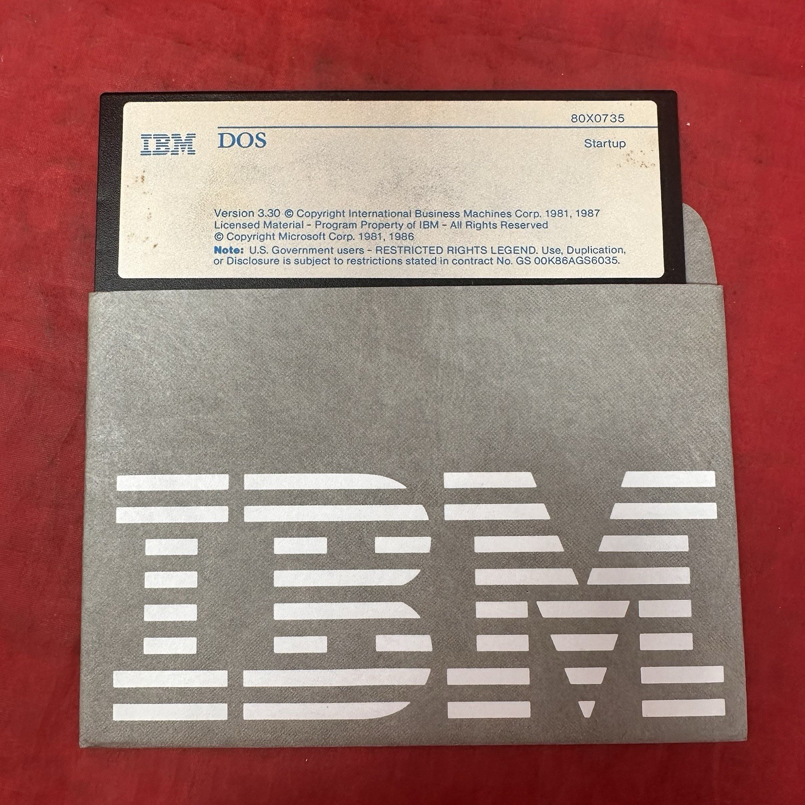 IBM DOS Operating System Version 3.30 STARTUP 5.25″ Floppy Disk 80X0735 1987 VTG