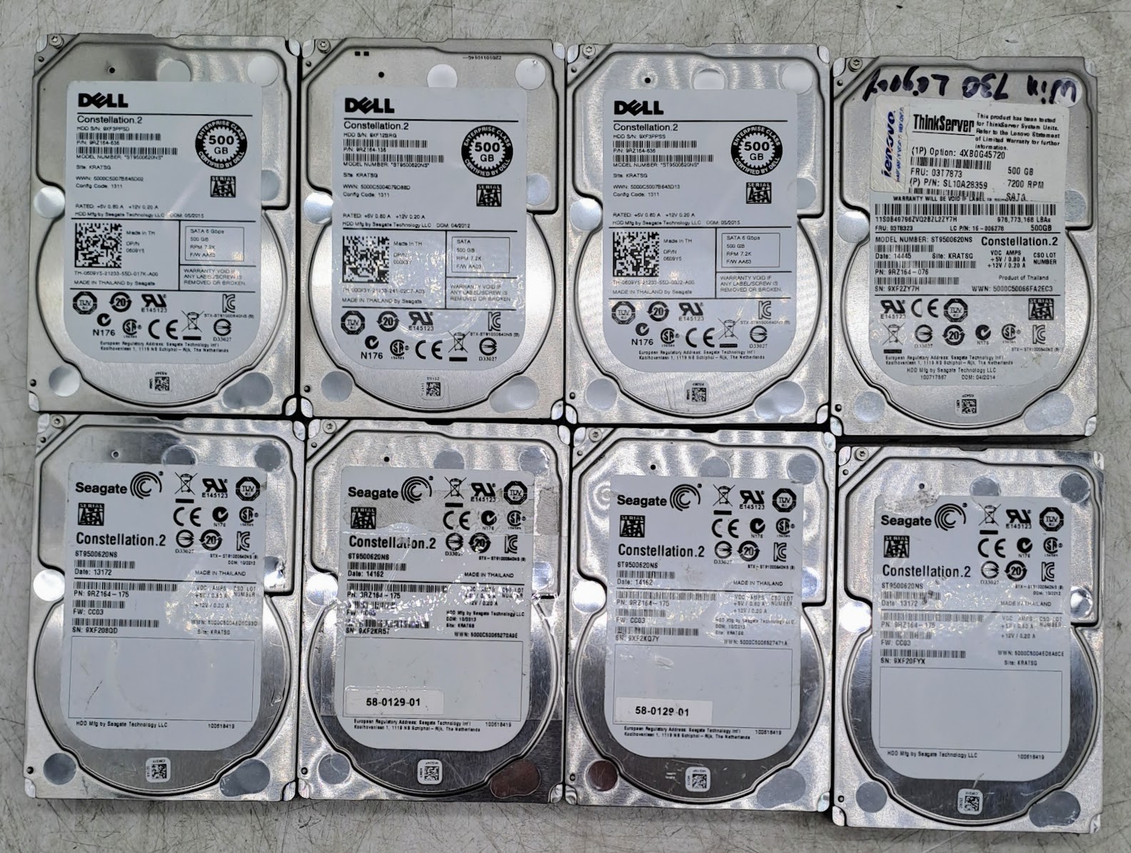 Lot of 8 500GB 2.5″ HDD SATA different Brand HDD check the description