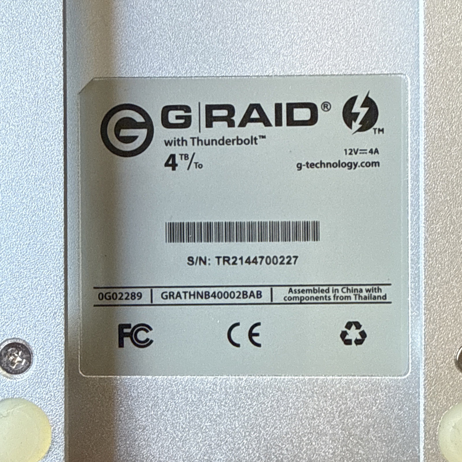 G-Technology G-RAID Thunderbolt 4TB Dual External Hard Drive