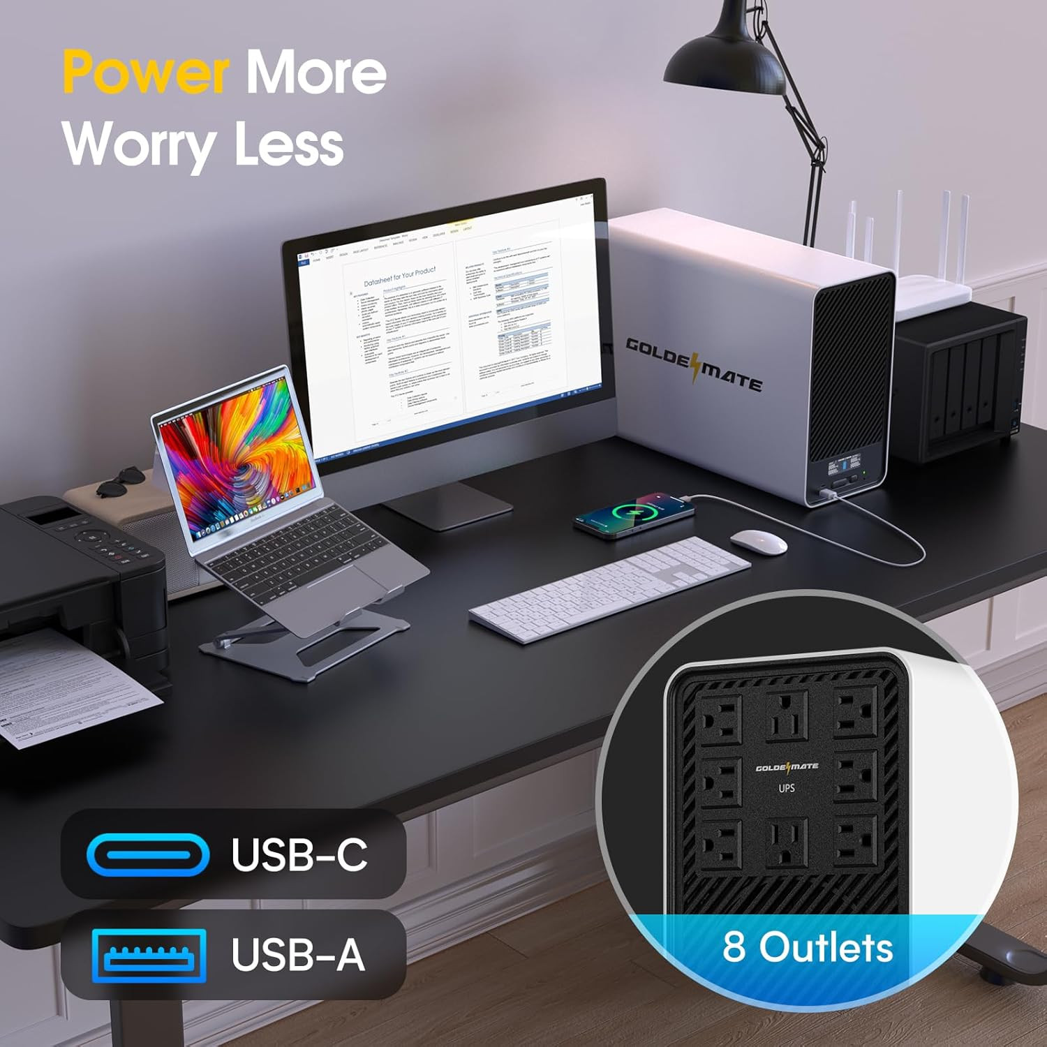 1500VA/1000W Lithium UPS Battery Backup and Surge Protector, Backup Battery Powe