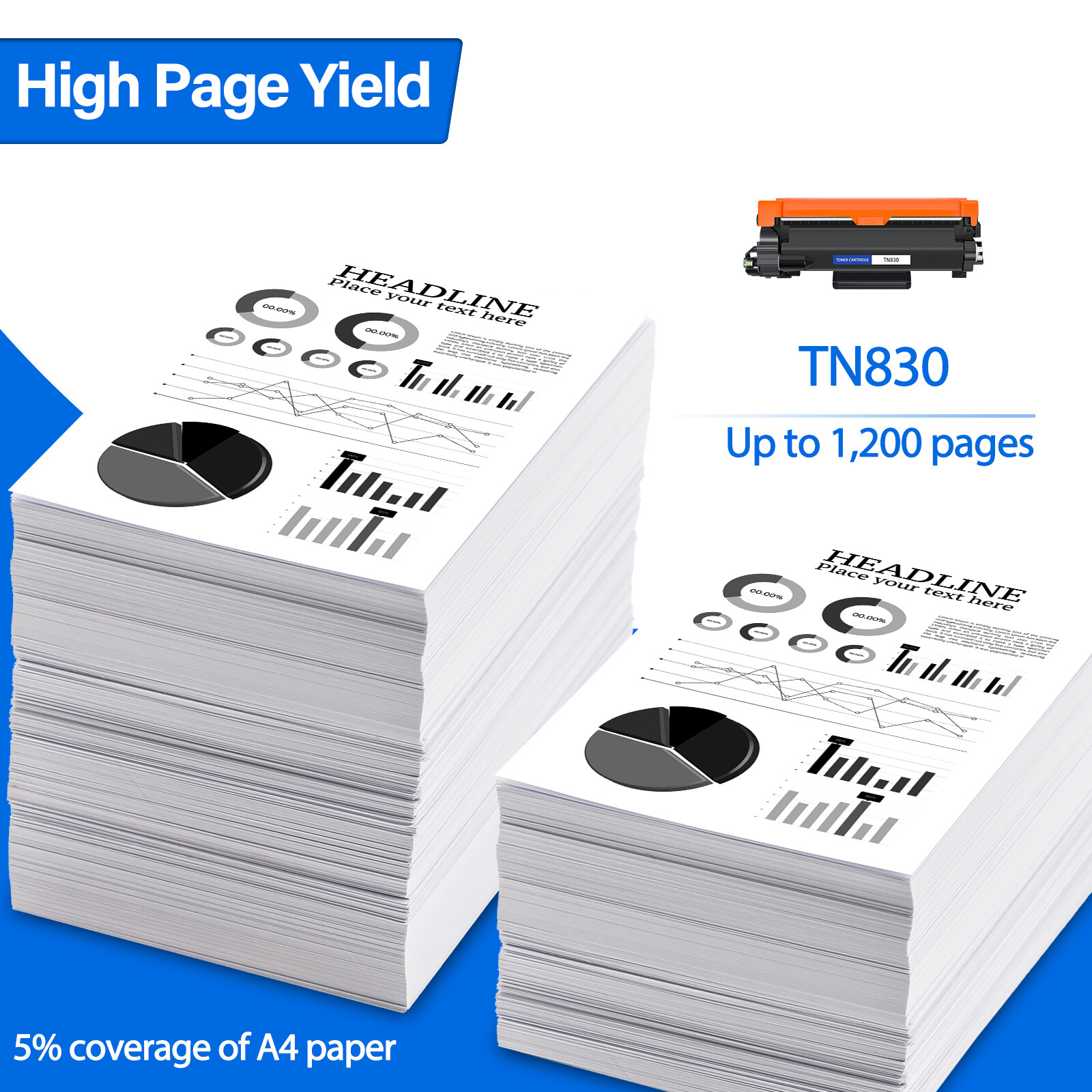 1PK TN830 TN830XL Toner Cartridge for Brother HL-L2405W MFC-L2760DW MFC-L2820DW