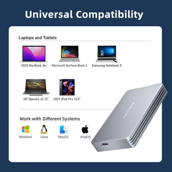 Acasis 40Gbps M.2 NVMe SSD Enclosure Compatible with Thunderbolt 4/3 and USB4