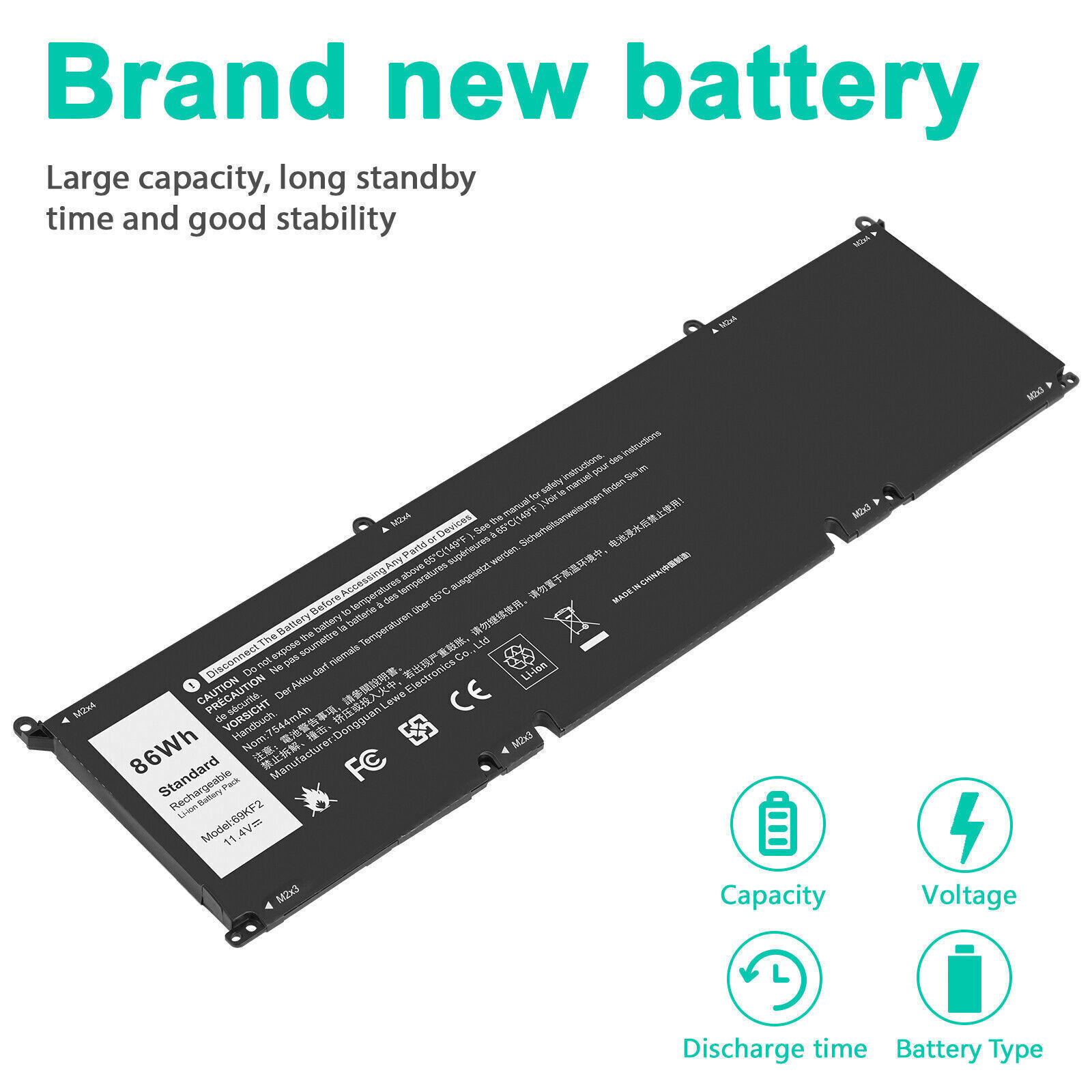 ✅86Wh 69KF2 Battery For Dell Alienware M15 M17 R3 XPS 15 9500 8FCTC 70N2F 11.4V