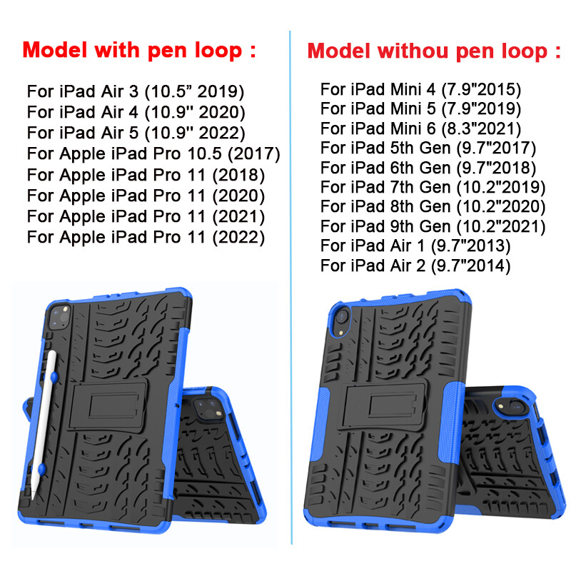 For iPad 9th 8th 7th Air 1 2 Mni 4 5 Pro 11″ Armor Shockproof Case Stand Cover