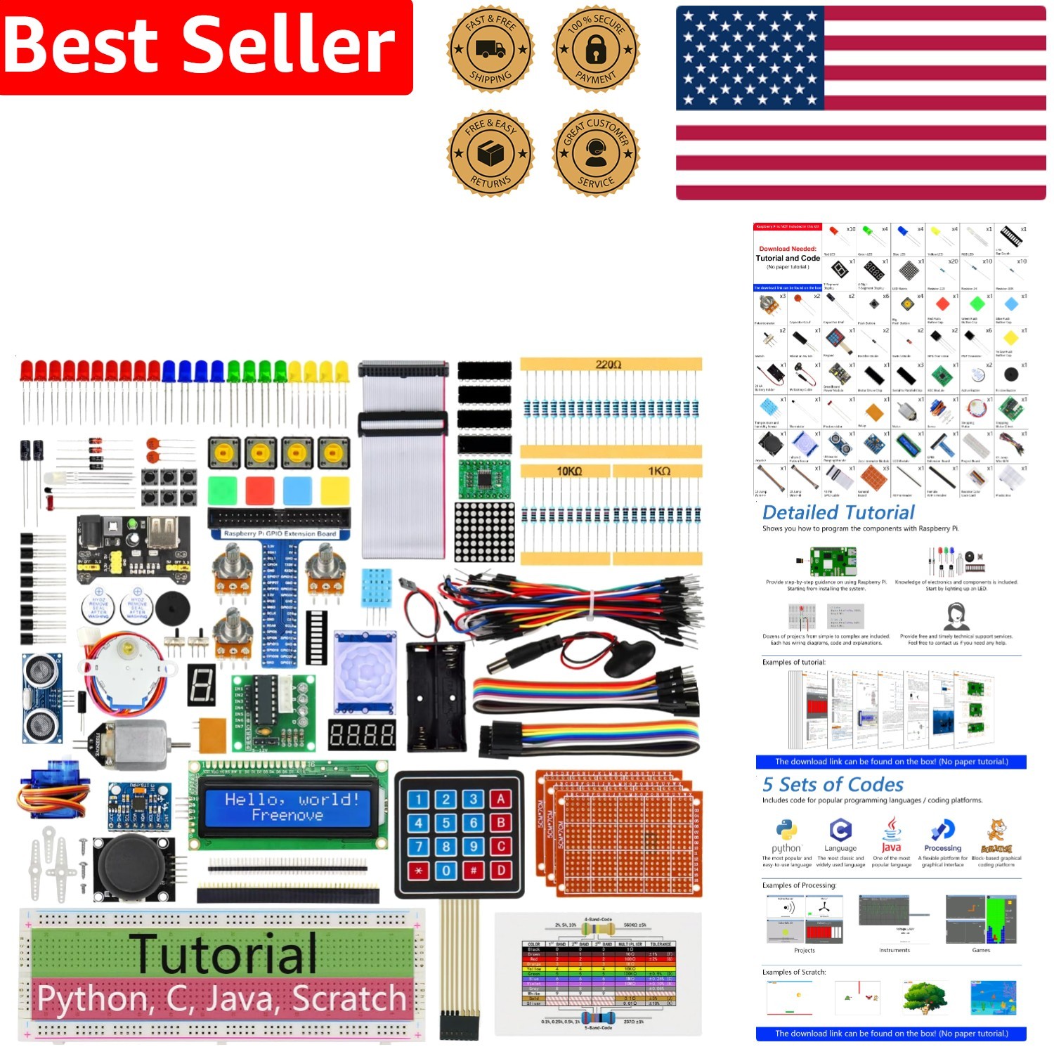Raspberry Pi 5 4 B 3 B+ 223 Item Ultimate Starter Kit 128 Projects