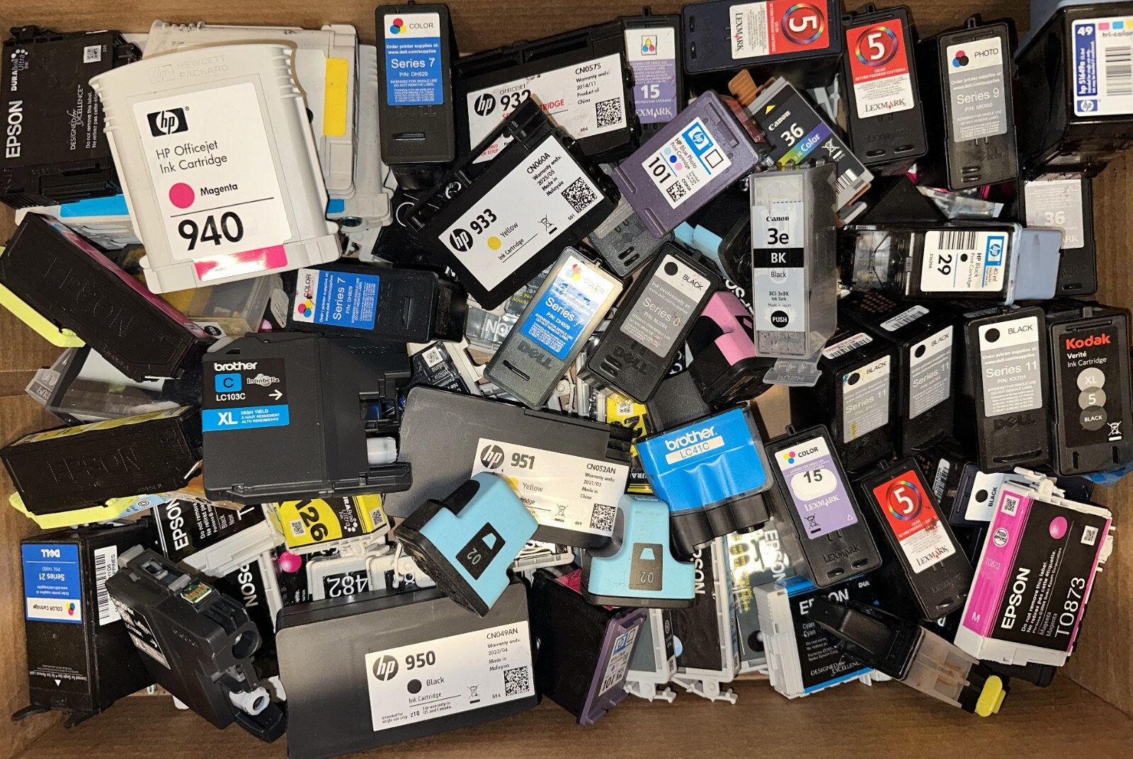Lot 100 – Mixed Empty Virgin Ink Cartridges for Staples Rewards CLEAN FREE SHIP