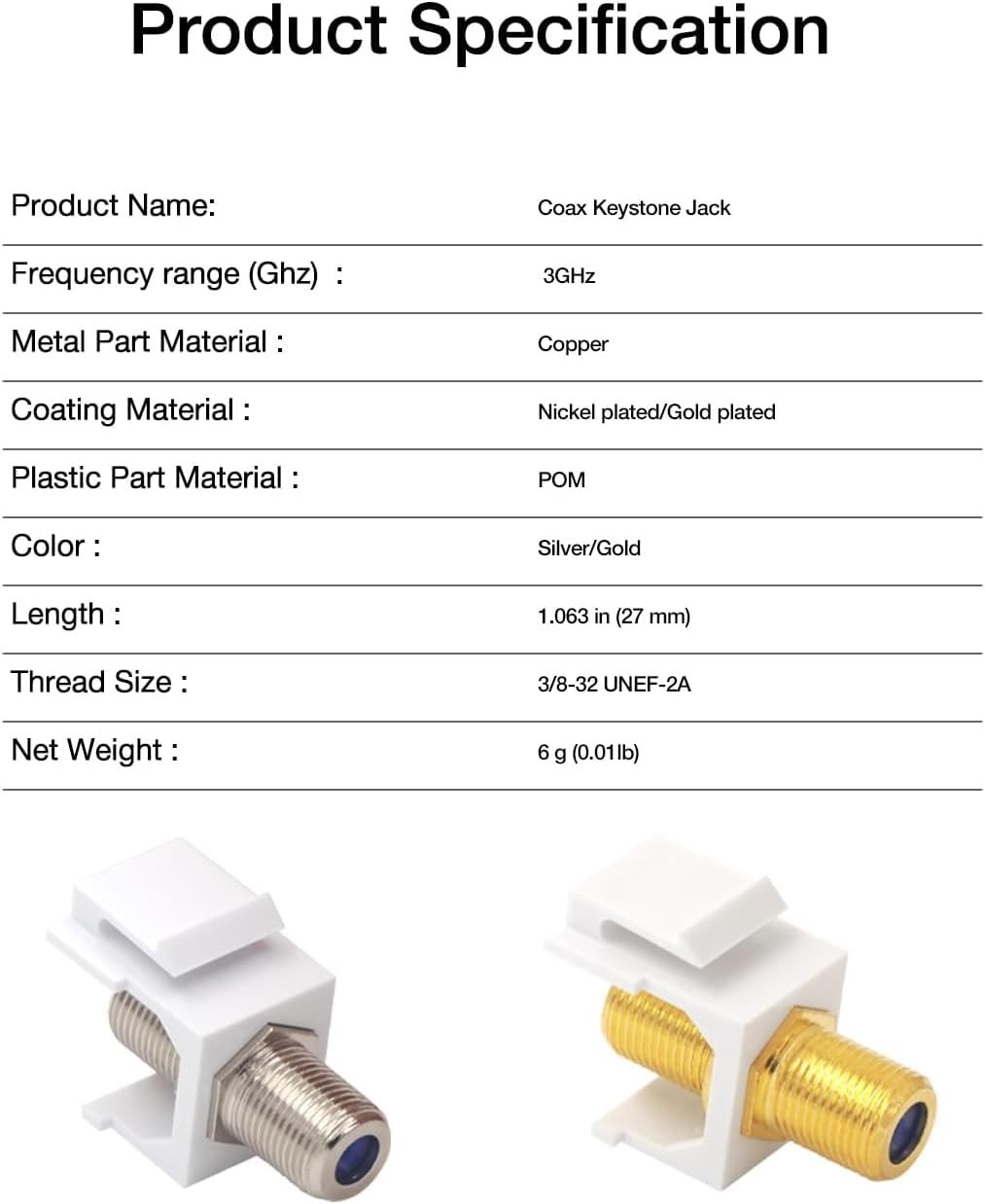 High-Speed F-Type Coaxial Connector 50-Pack