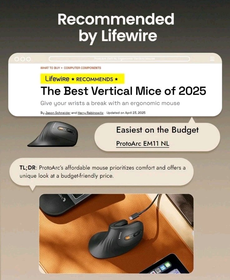 EM11 NL Rechargeable Multi- Device Ergonomic Vertical Mouse Perfect Fit NEW Pink